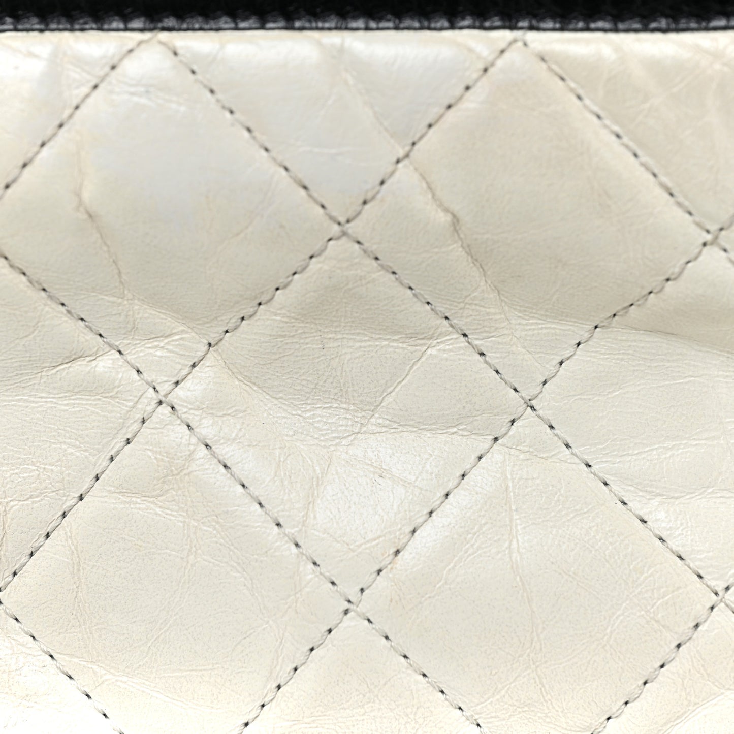 Aged Calfskin Quilted Small Gabrielle Hobo Black White