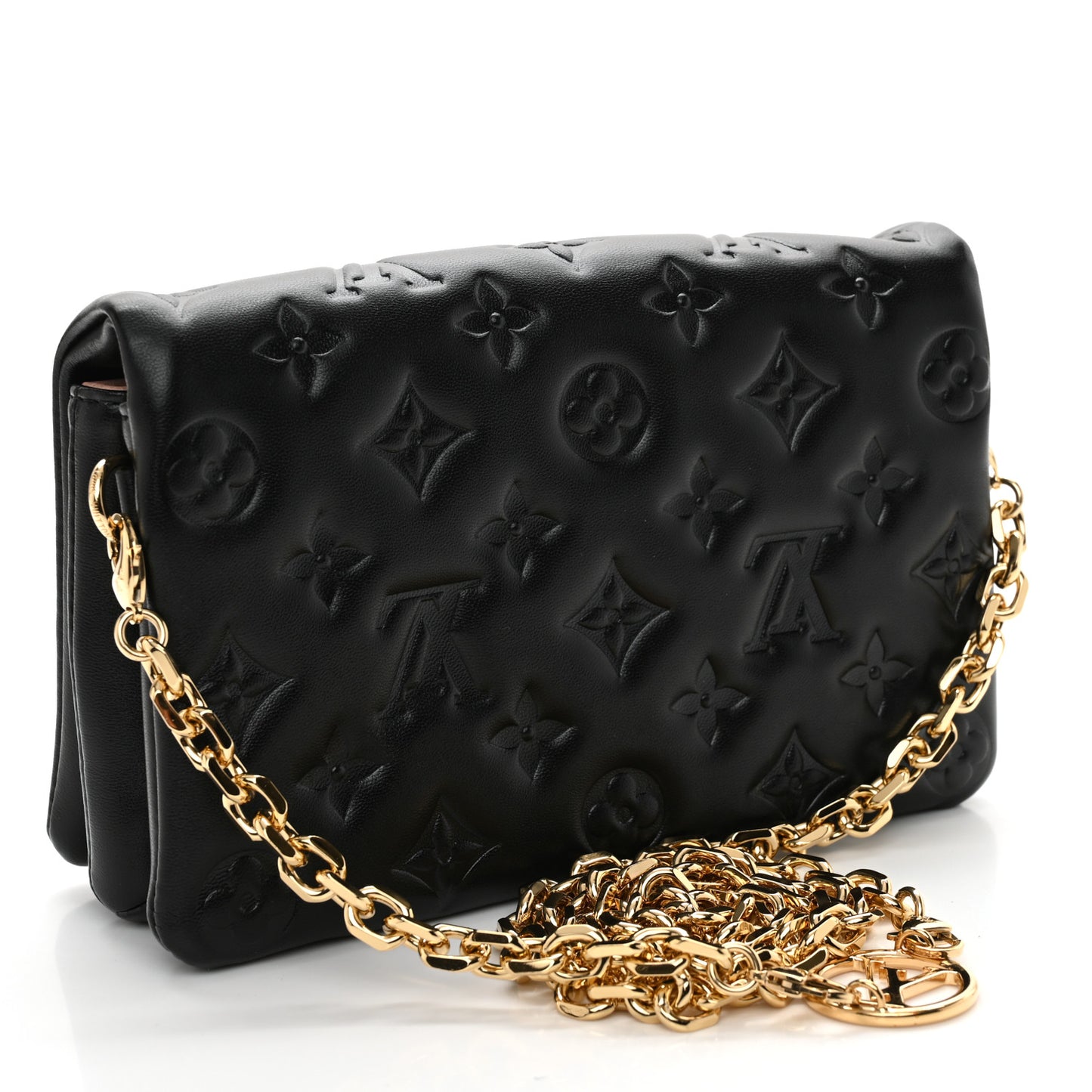 Lambskin Embossed Monogram Pochette Coussin Black