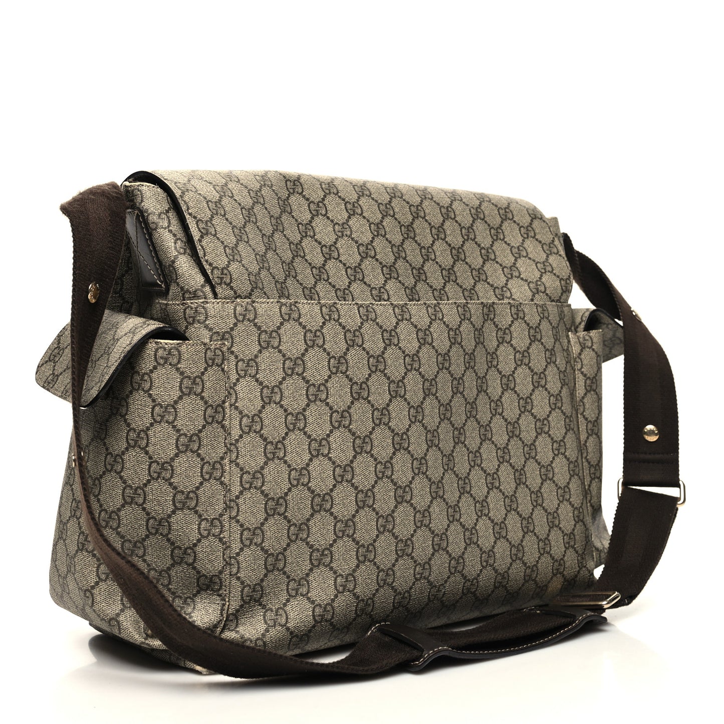 GG Plus Monogram Messenger Diaper Bag Dark Brown