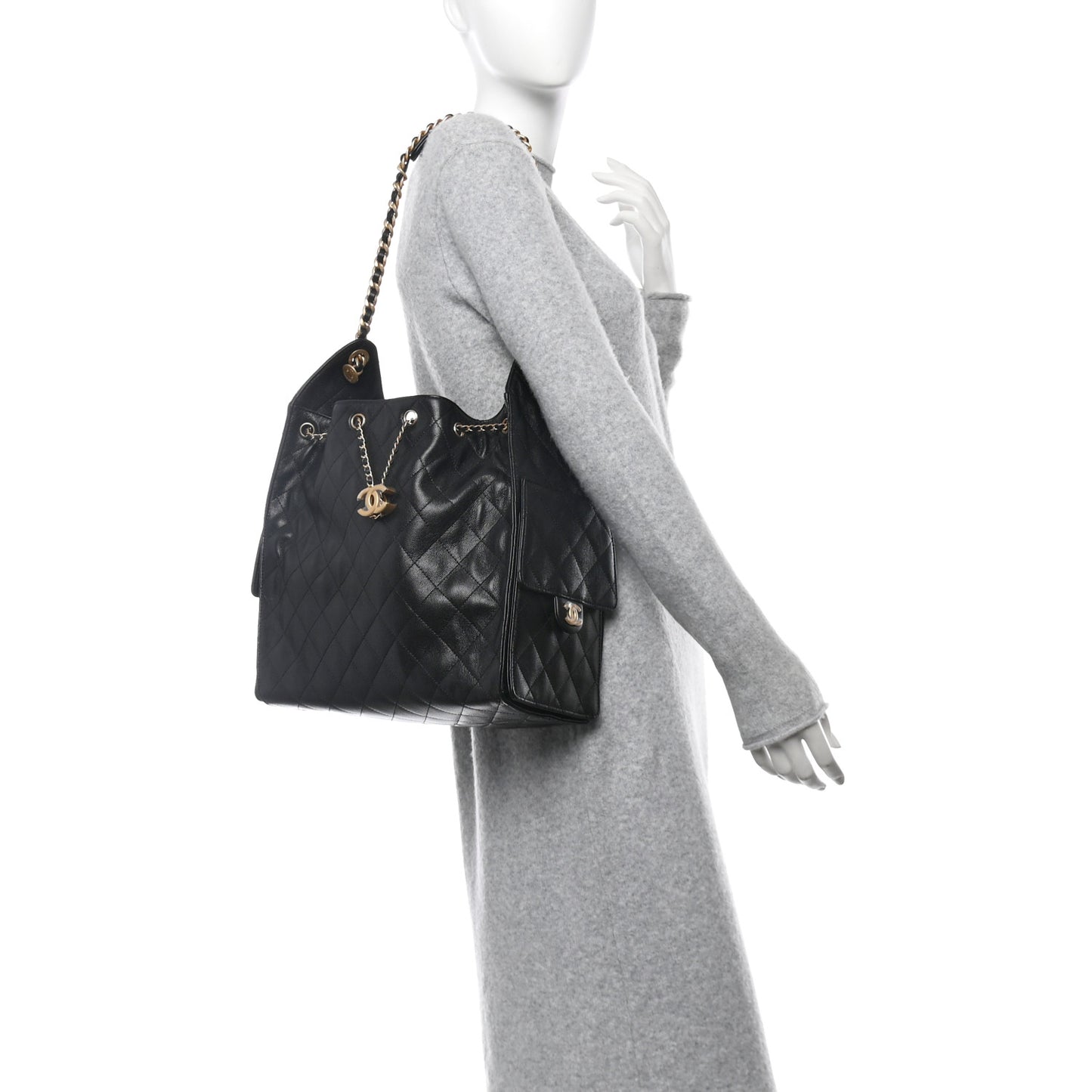 Caviar Quilted Medium Chanel 25 Handbag Black