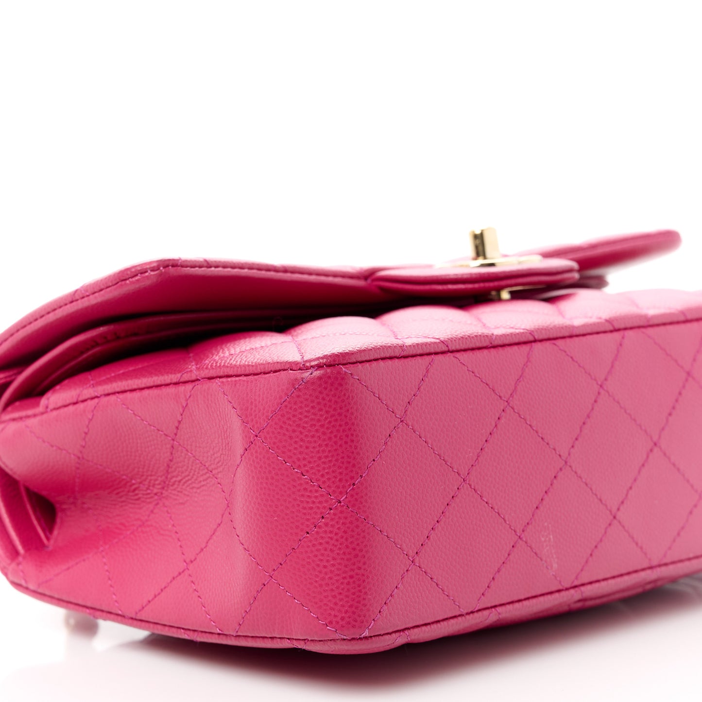 Caviar Quilted Small Double Flap Fuchsia