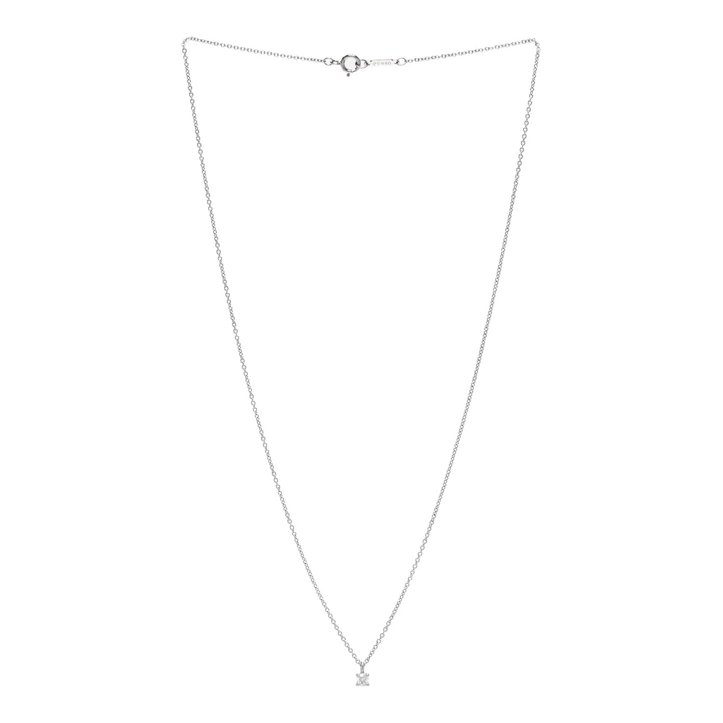 Platinum Diamond .12ct Solitaire Pendant Necklace