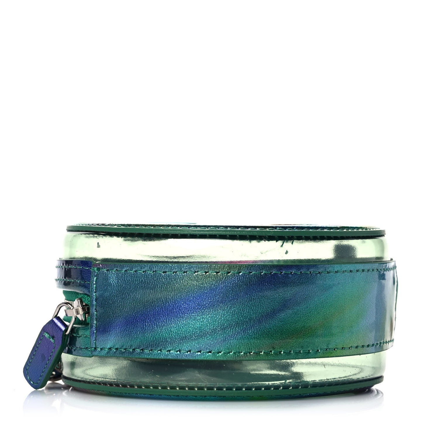 PVC Calfskin Lambskin Quilted Round Filigree Clutch With Chain Green