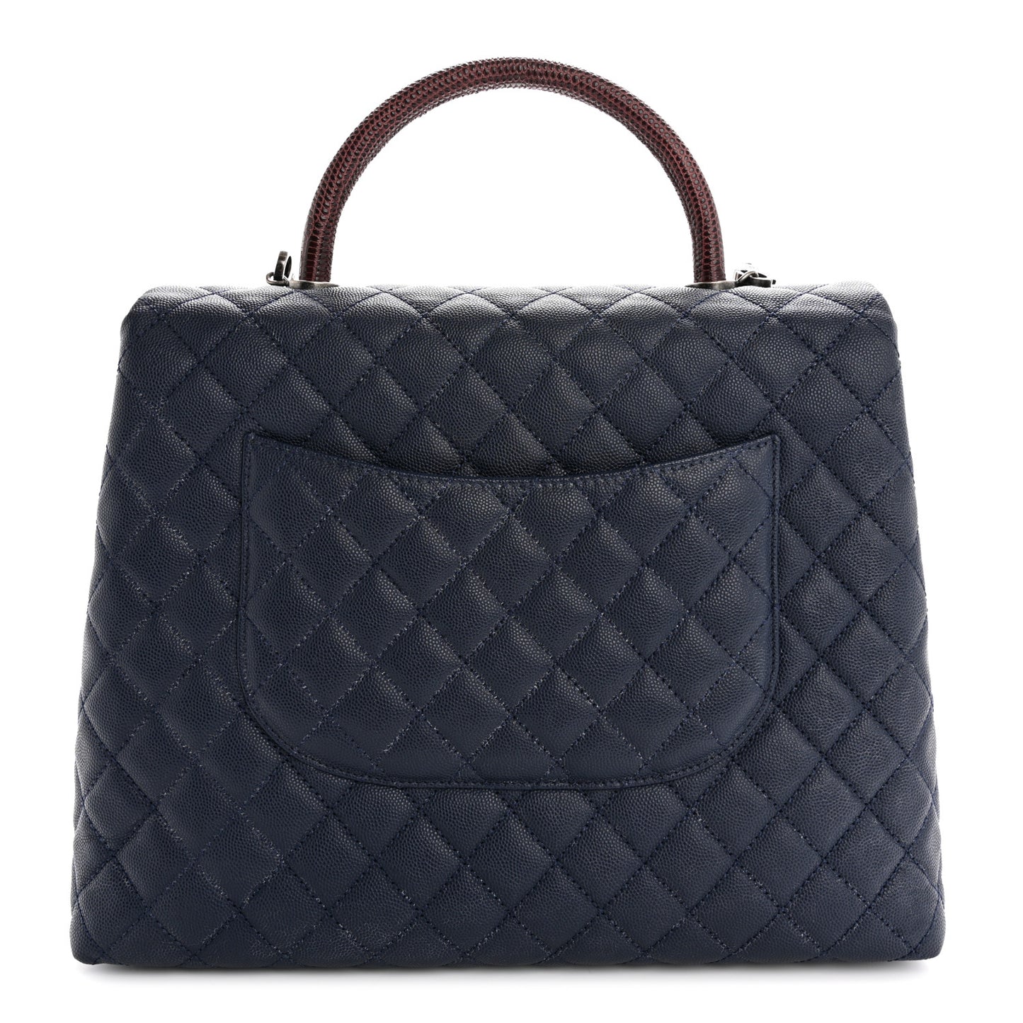 Caviar Lizard Quilted Large Coco Handle Flap Blue