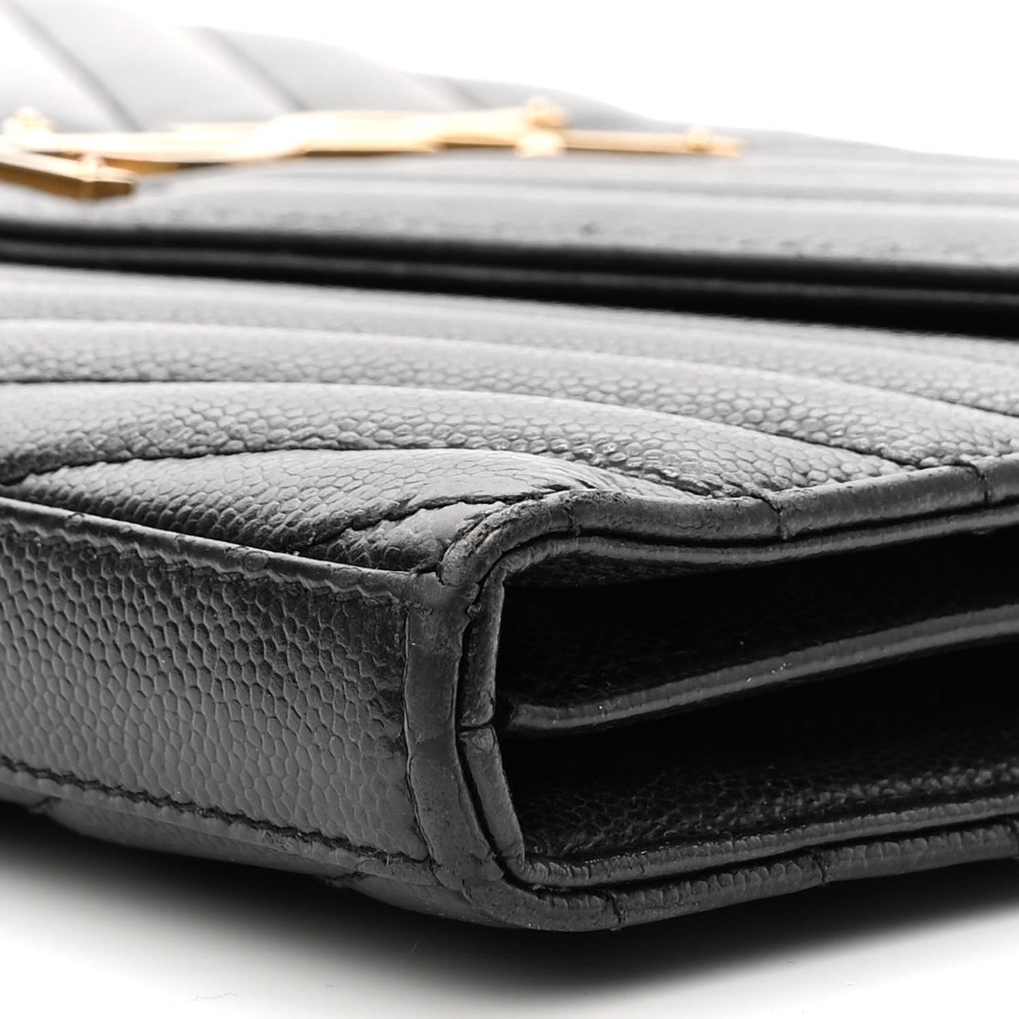Grain De Poudre Matelasse Chevron Monogram Chain Wallet Black