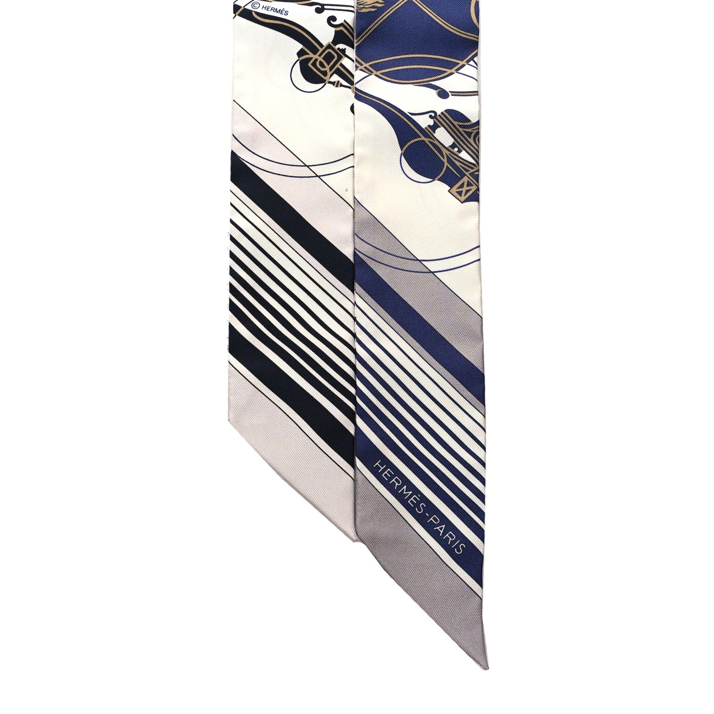 Silk Ex-Libris Twilly White Marine Gris