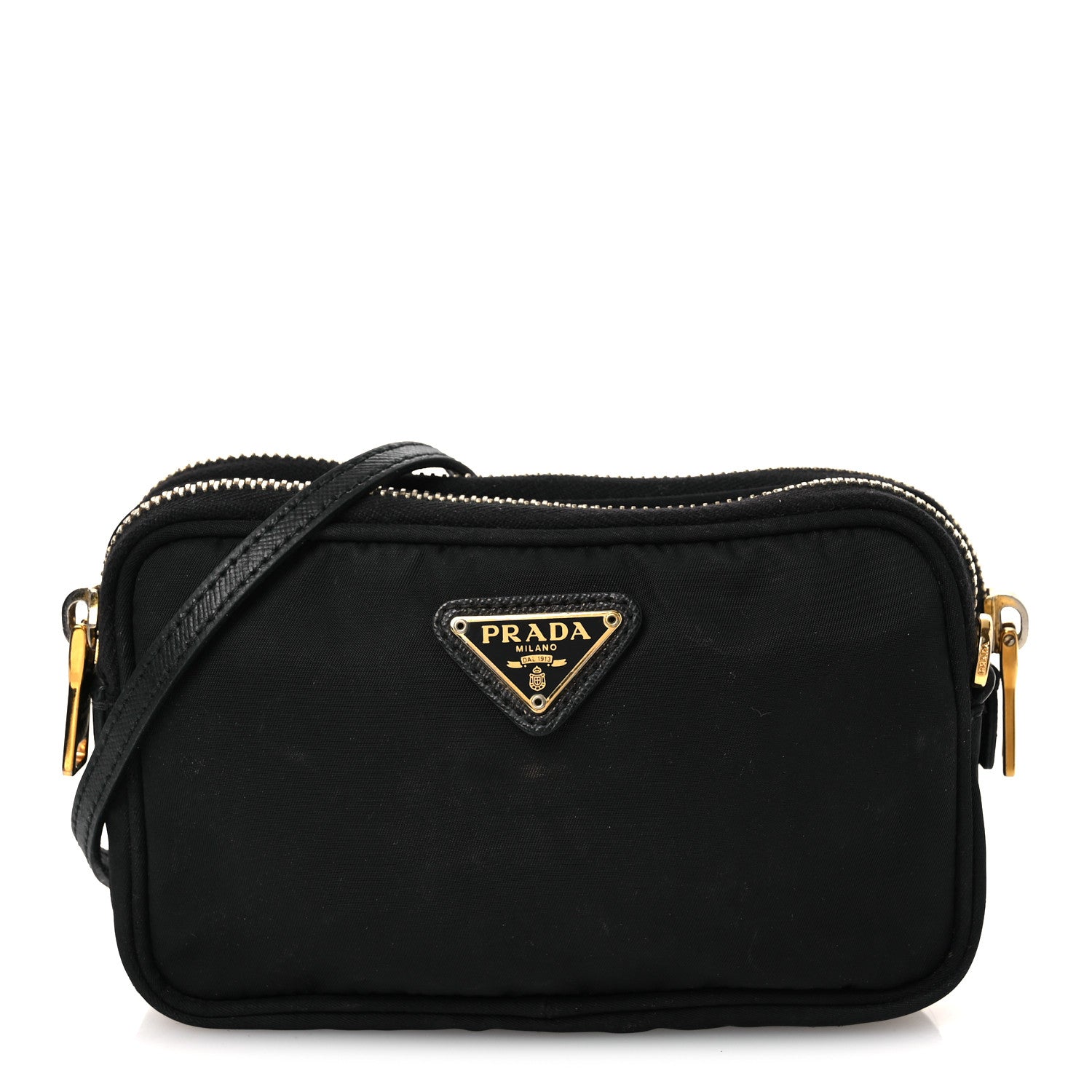 ま*こ様 PRADA SPORT nylon double zip archiv Prada Nylon Saffiano Double Zip Camera Bag Black 1908721