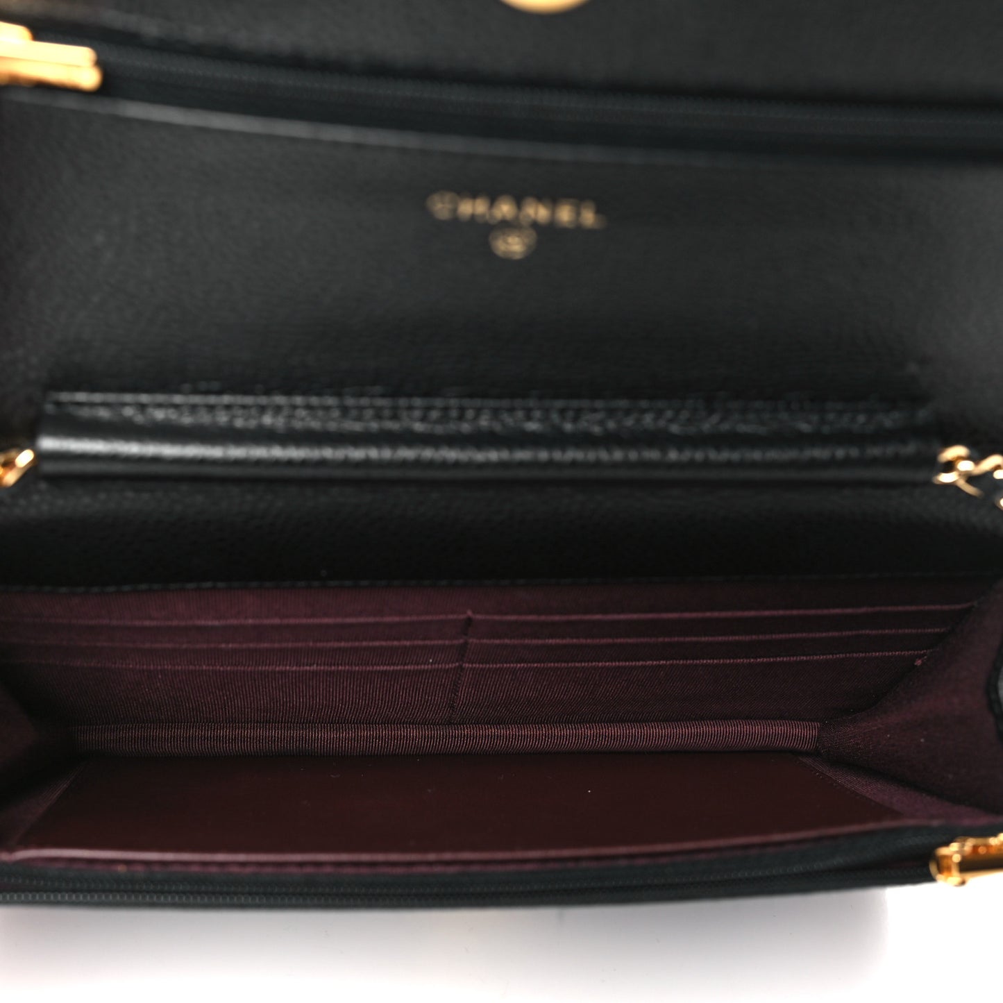 Caviar Quilted Wallet on Chain WOC Black