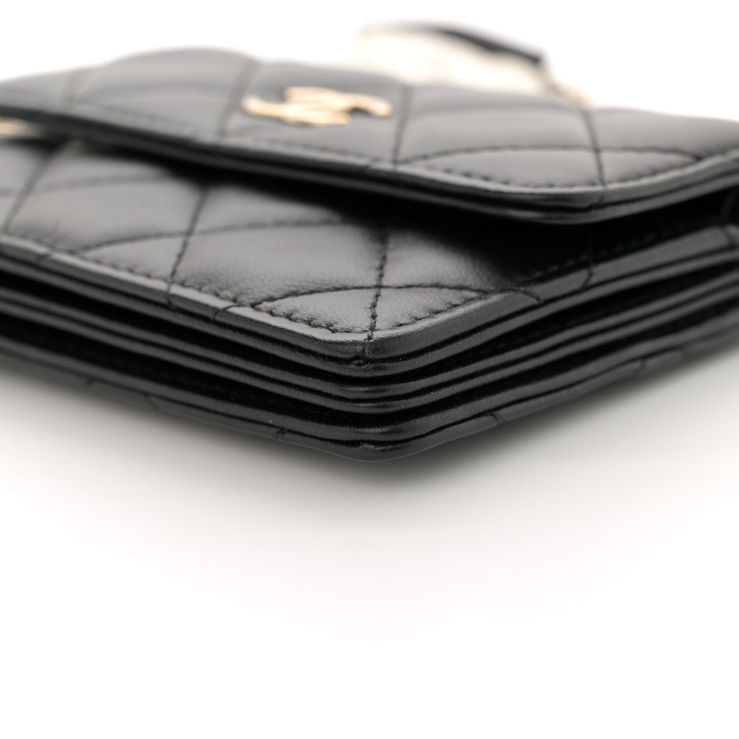 Lambskin Quilted My Chanel Lady Card Holder On Chain Black