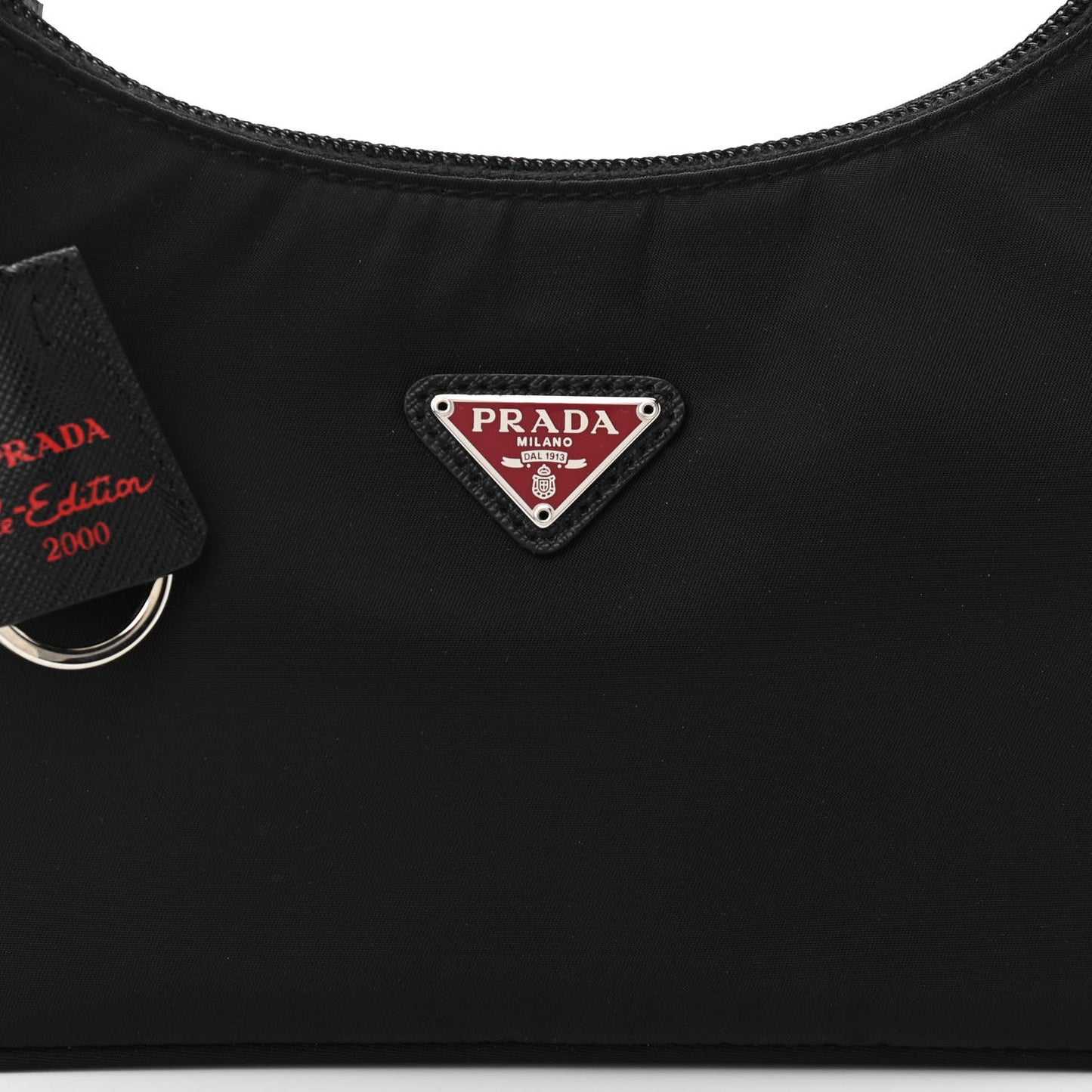 Tessuto Nylon Saffiano Lunar New Year Mini Re-Edition 2000 Bag Black Fuoco