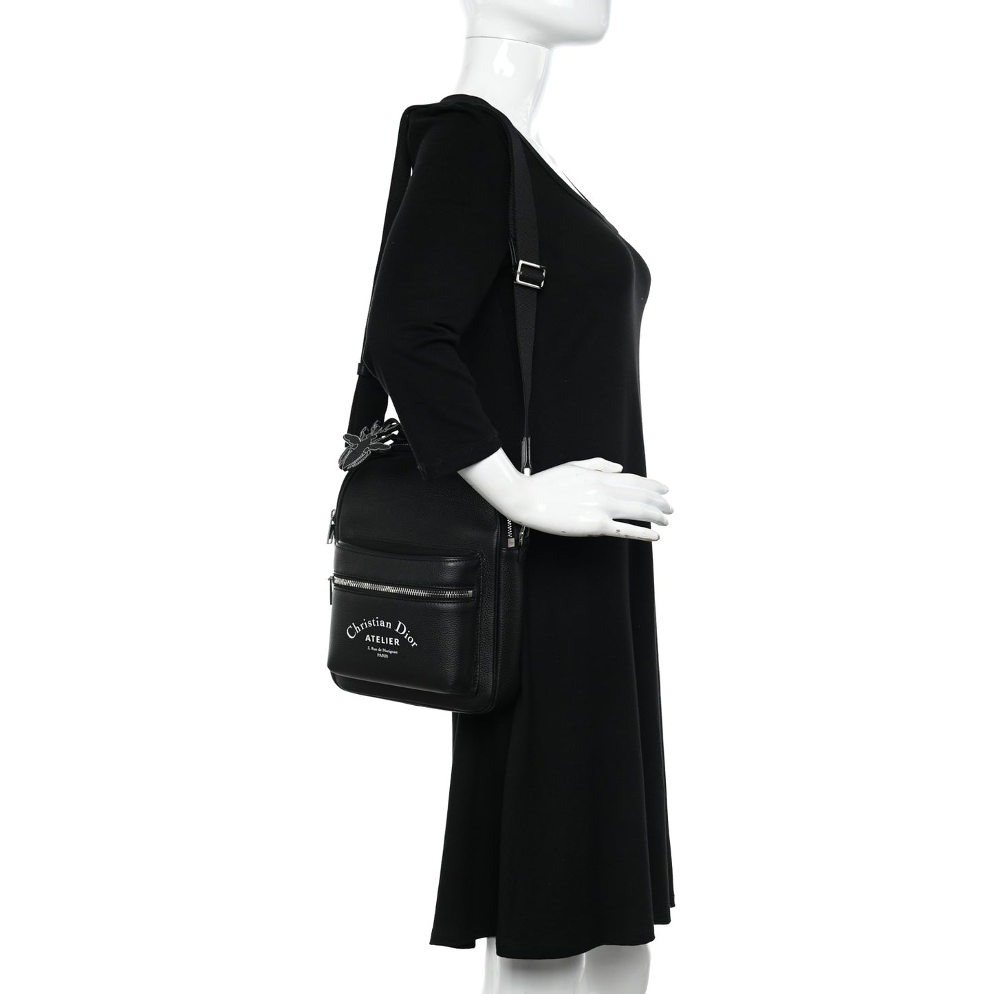Grained Calfskin Mini Rider Backpack Black
