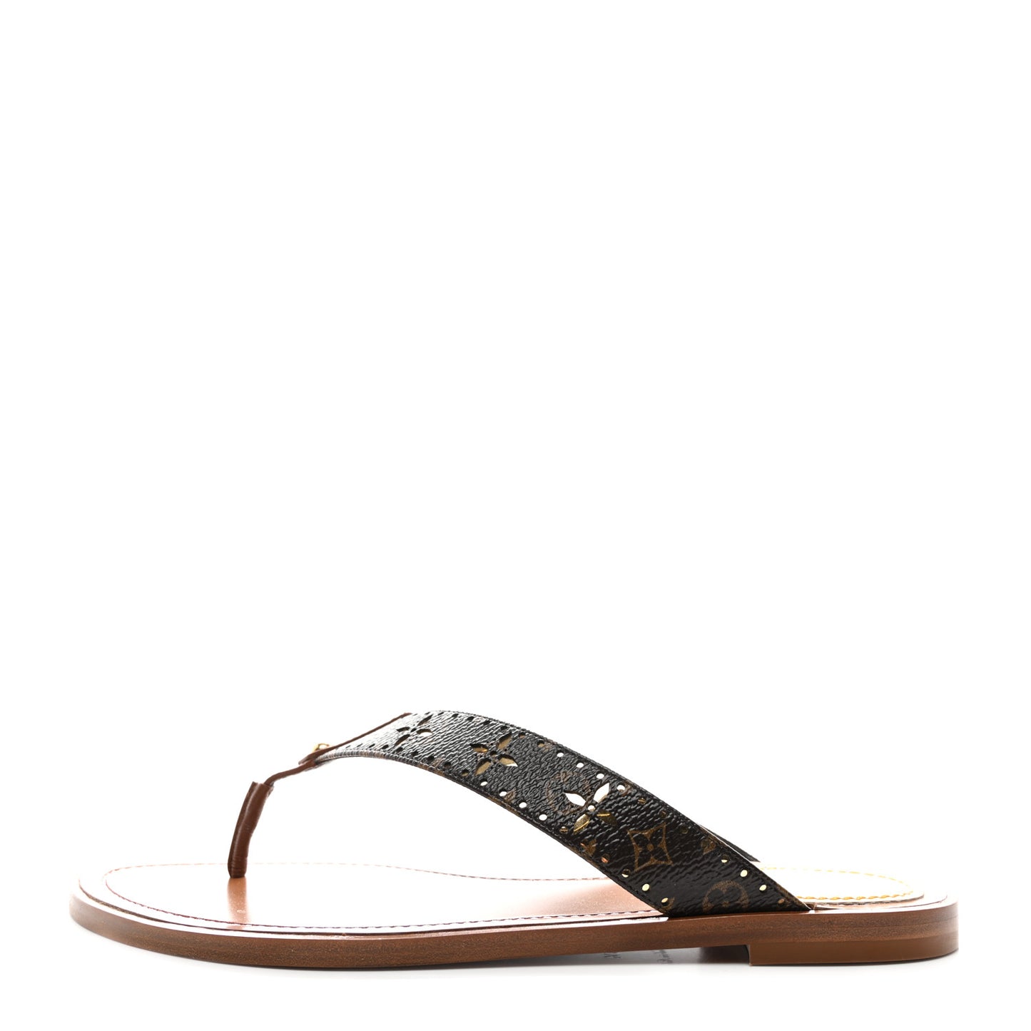Monogram Sunny Flat Thong Sandals 39.5 Brown