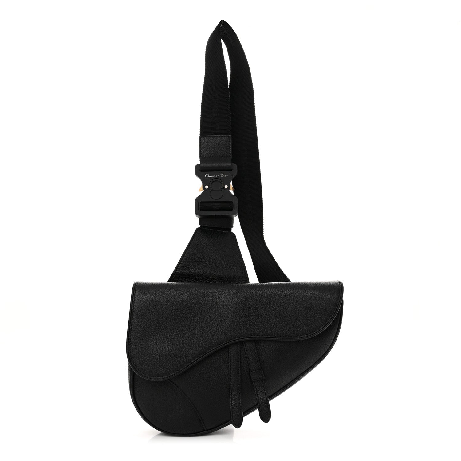 Christian Dior Grained Calfskin Mens Mini Saddle Bag Black 1 of 12
