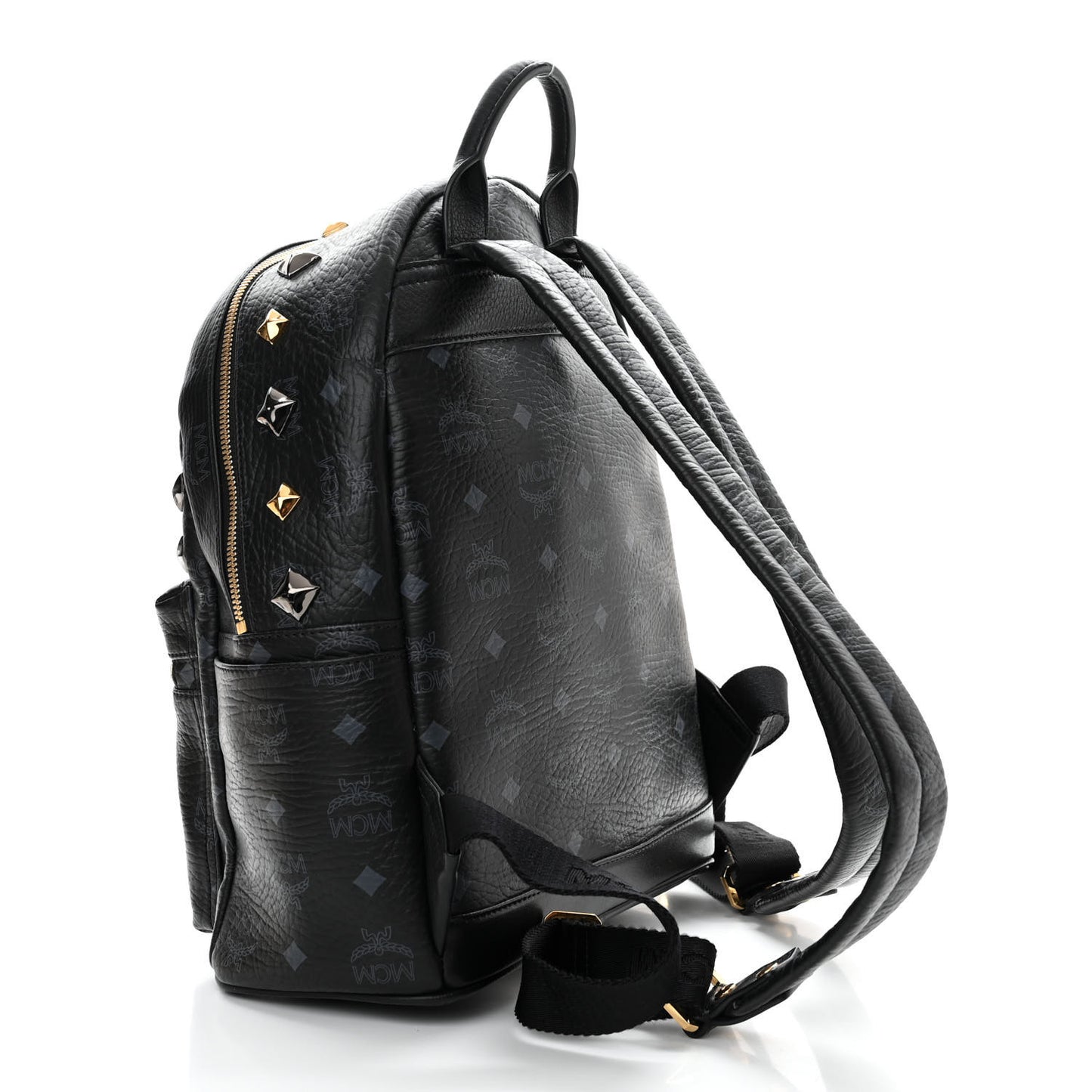 Grained Calfskin Visetos Studded Small Stark M Backpack Black