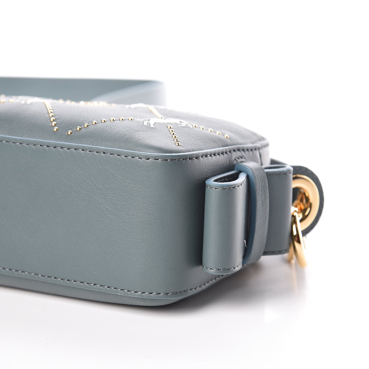 Smooth Calfskin Little Horses Embroidered Shoulder Bag Cloudy Blue