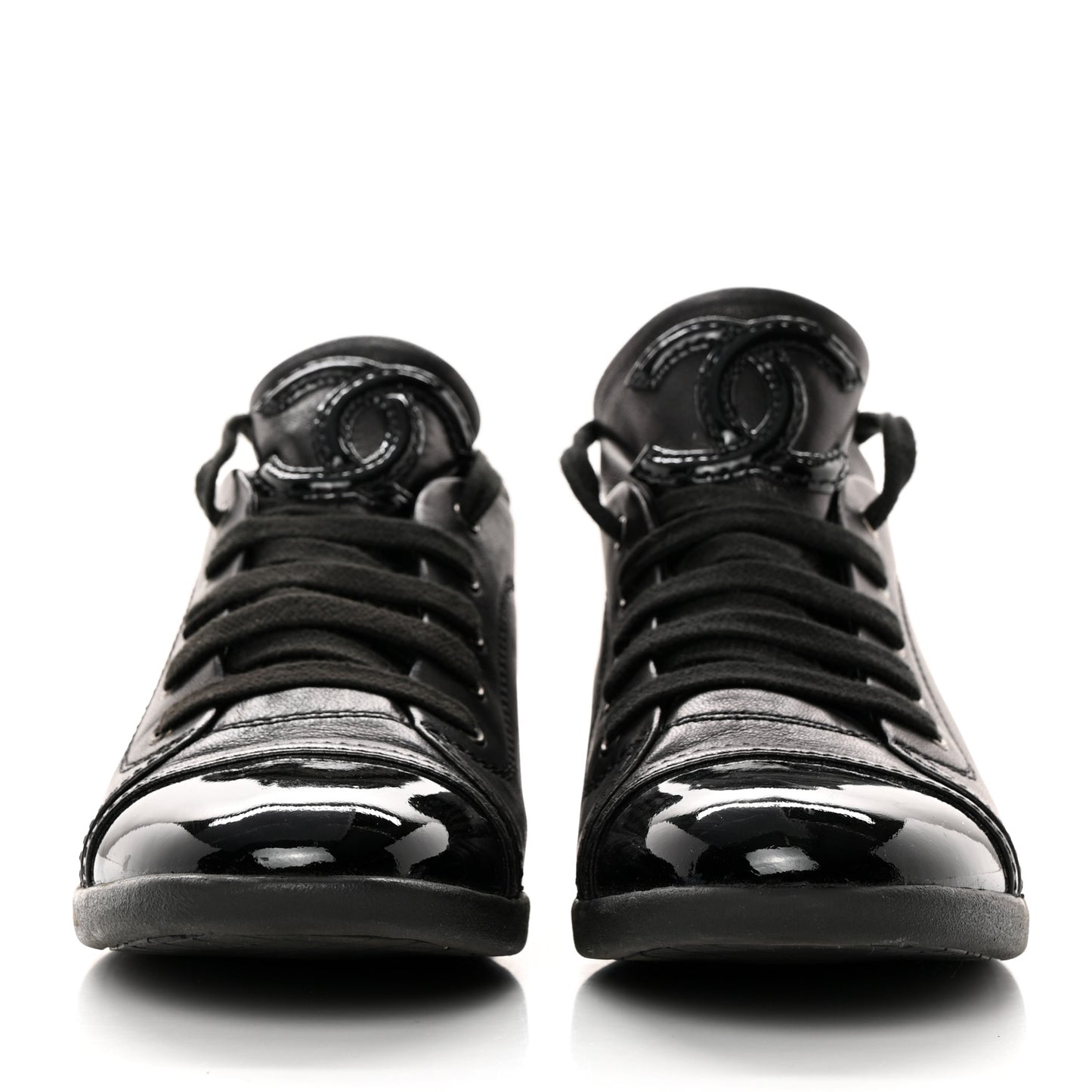 Lambskin Patent Cap Toe CC Sneakers 36 Black