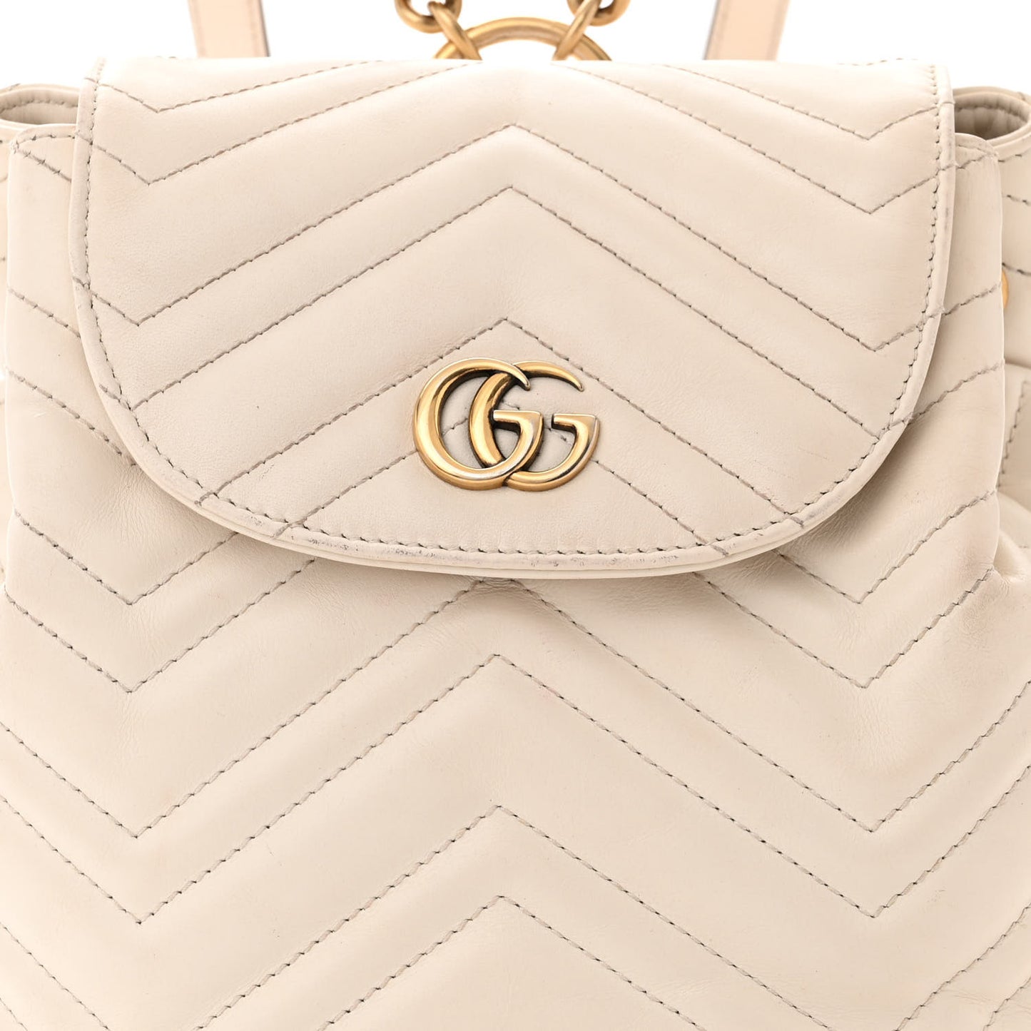 Calfskin Matelasse GG Marmont Flap Backpack White