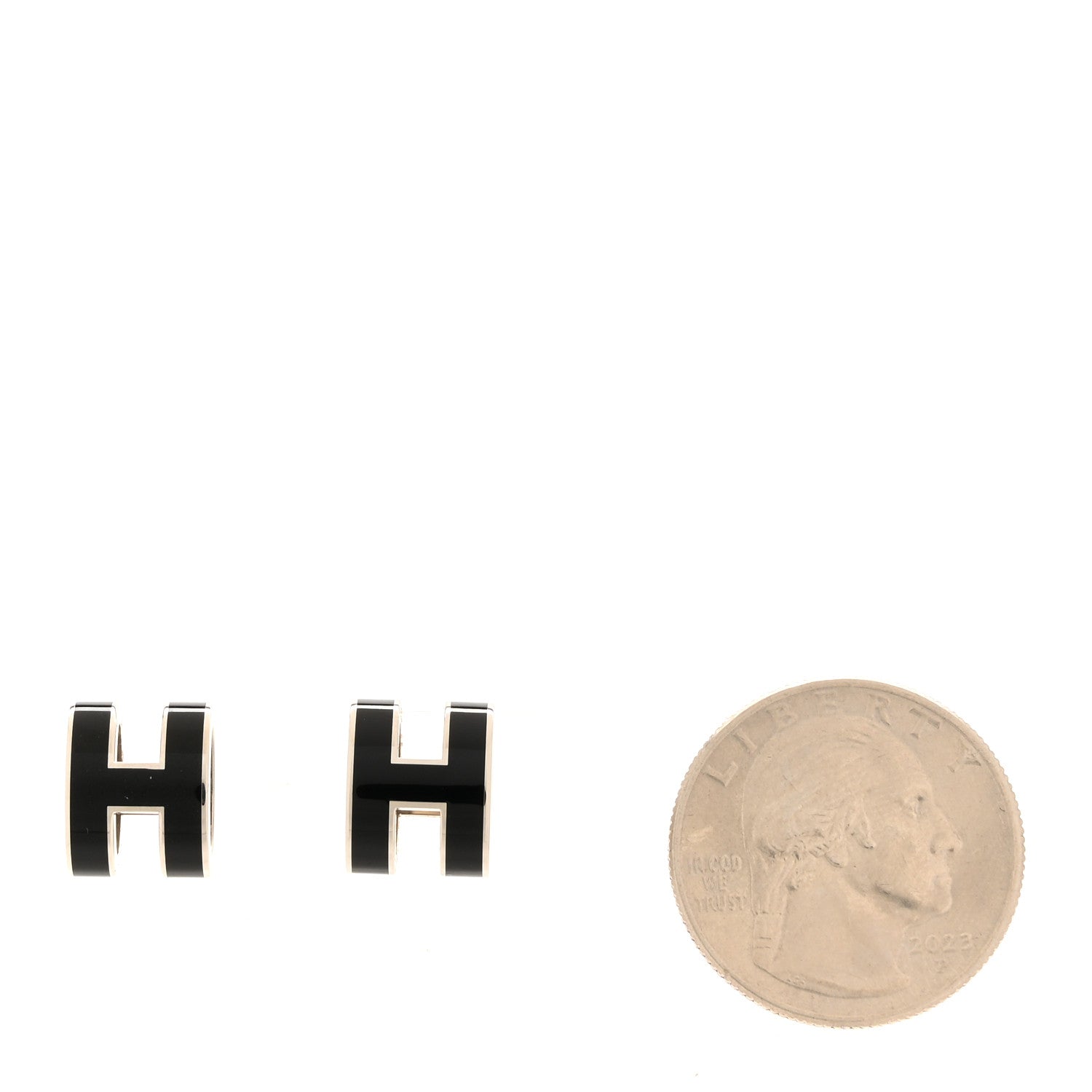 Hermes Palladium Lacquered Mini Pop H Earrings Black 2 of 4