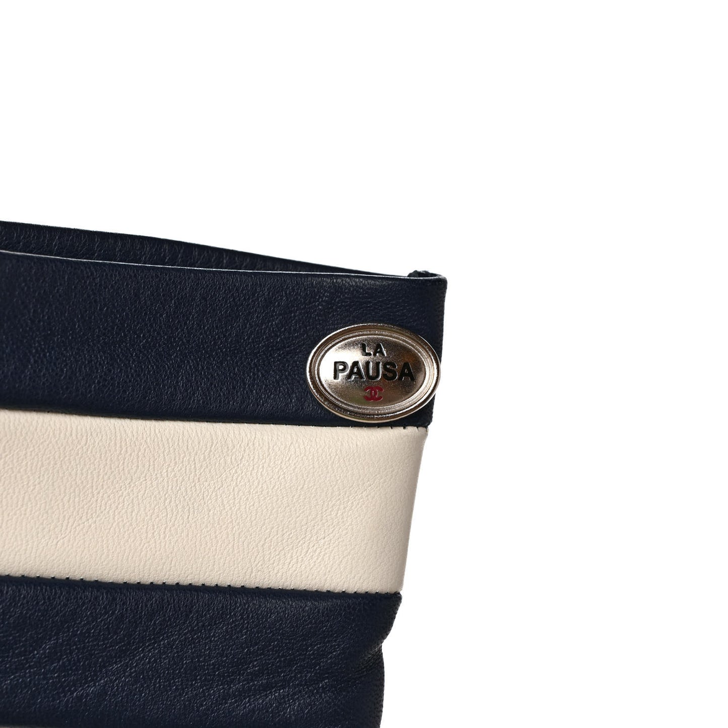Lambskin Fingerless Gloves 8 Navy White