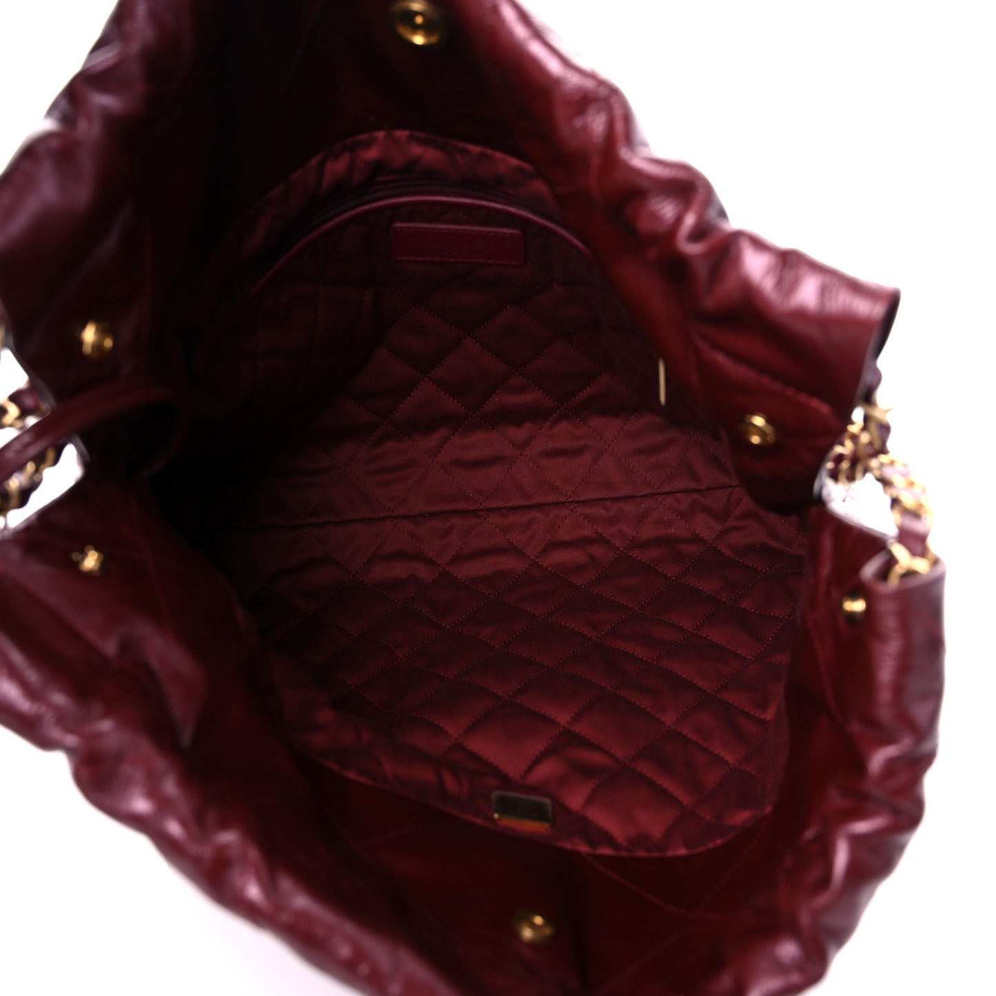 Shiny Calfskin Quilted Small Chanel 22 Burgundy