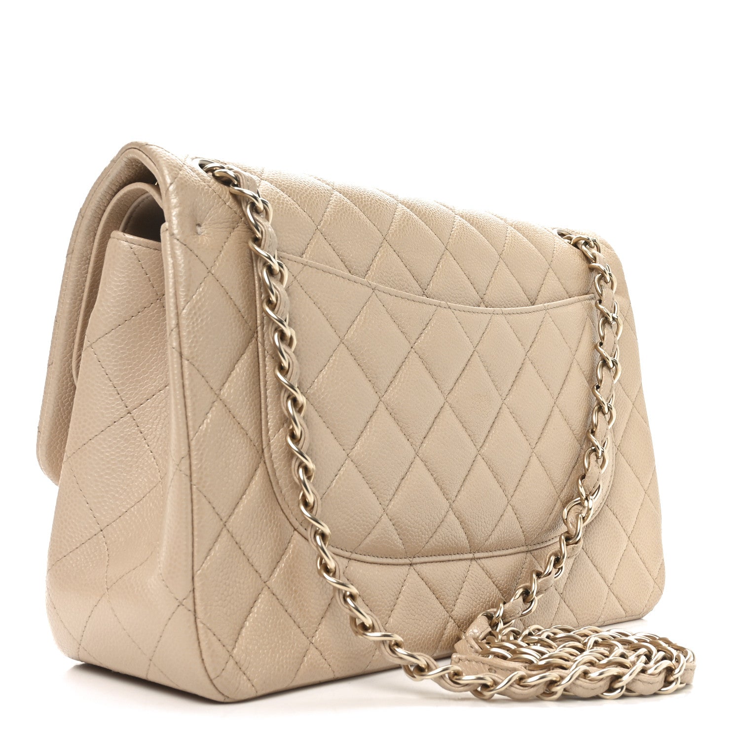 Chanel Iridescent Caviar Quilted Jumbo Double Flap Beige 3 of 10