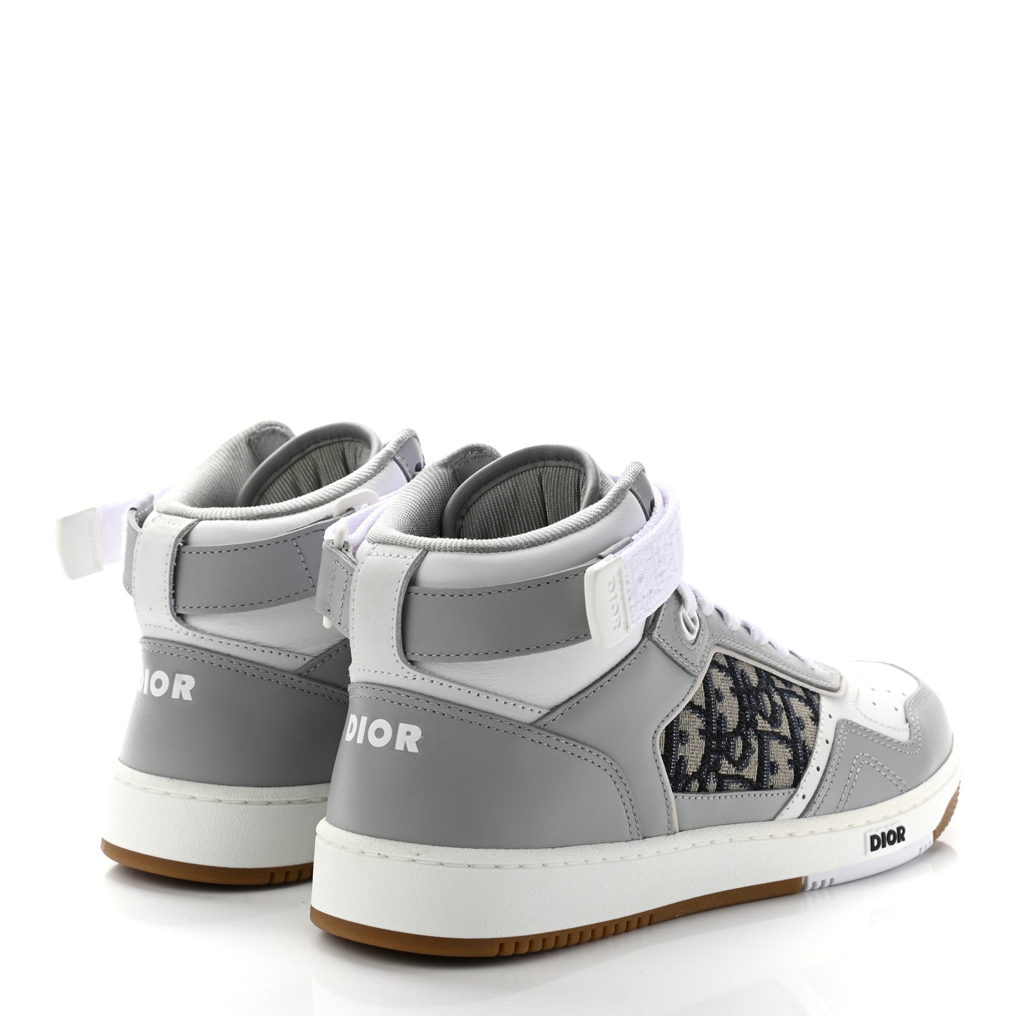 Smooth Calfskin Jacquard Oblique Mens B27 Mid Top Sneakers 40 Beige Blue