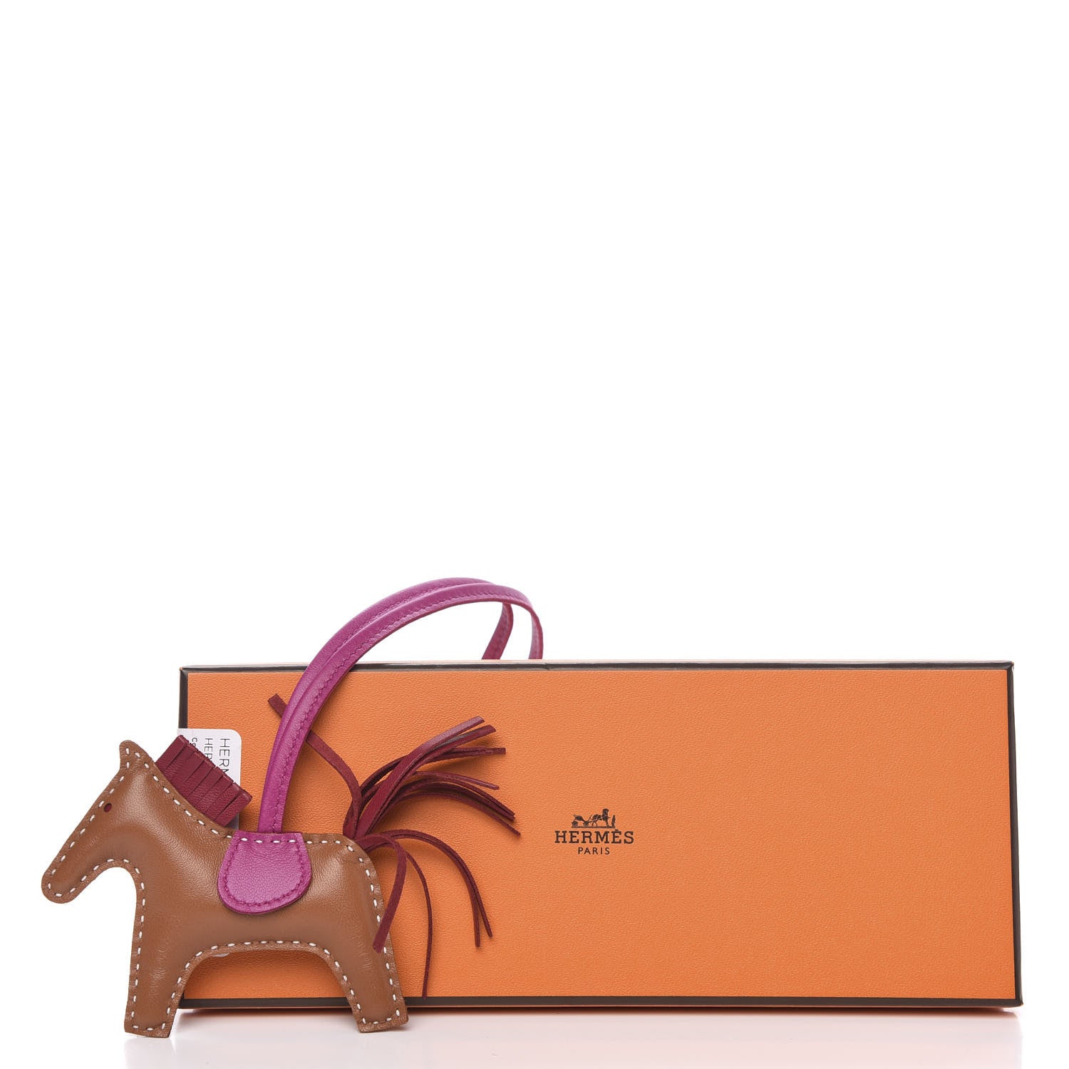 Hermes Milo Lambskin Grigri Rodeo Horse Bag Charm PM Gold Rubis Rose Poupre 4 of 4