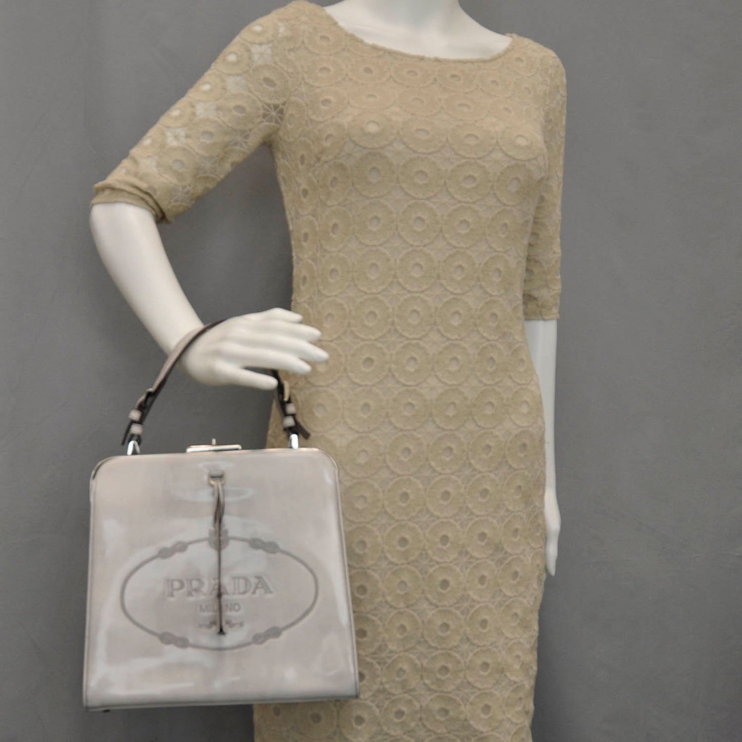 Spazzolato Logo Print Framed Bag Quarzo