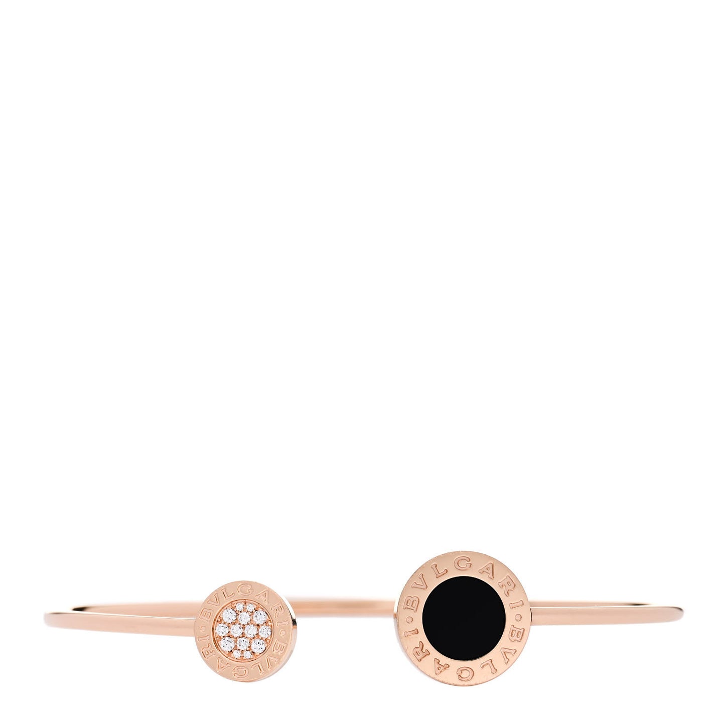18K Rose Gold Diamond Onyx BVLGARI BVLGARI Cuff Bracelet
