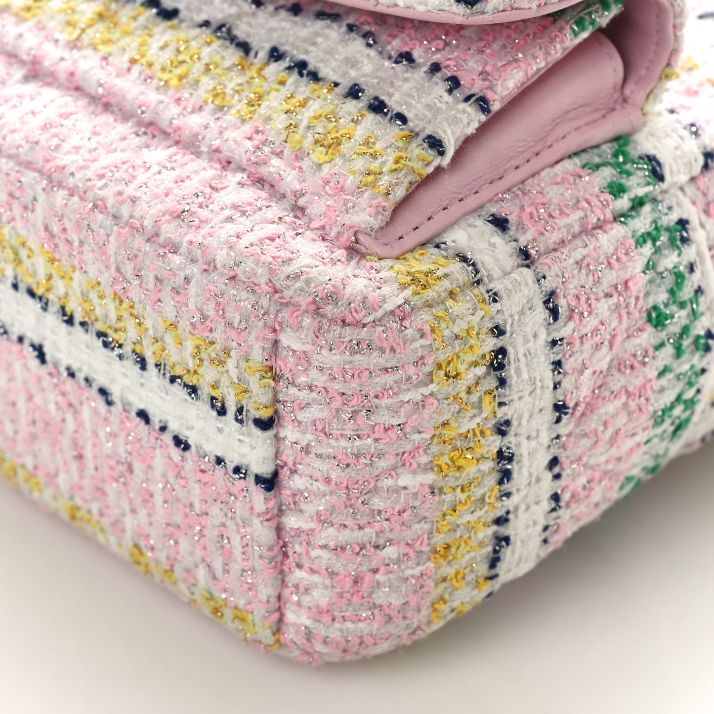 Metallic Tweed Quilted CC Mini Classic Backpack White Multicolor