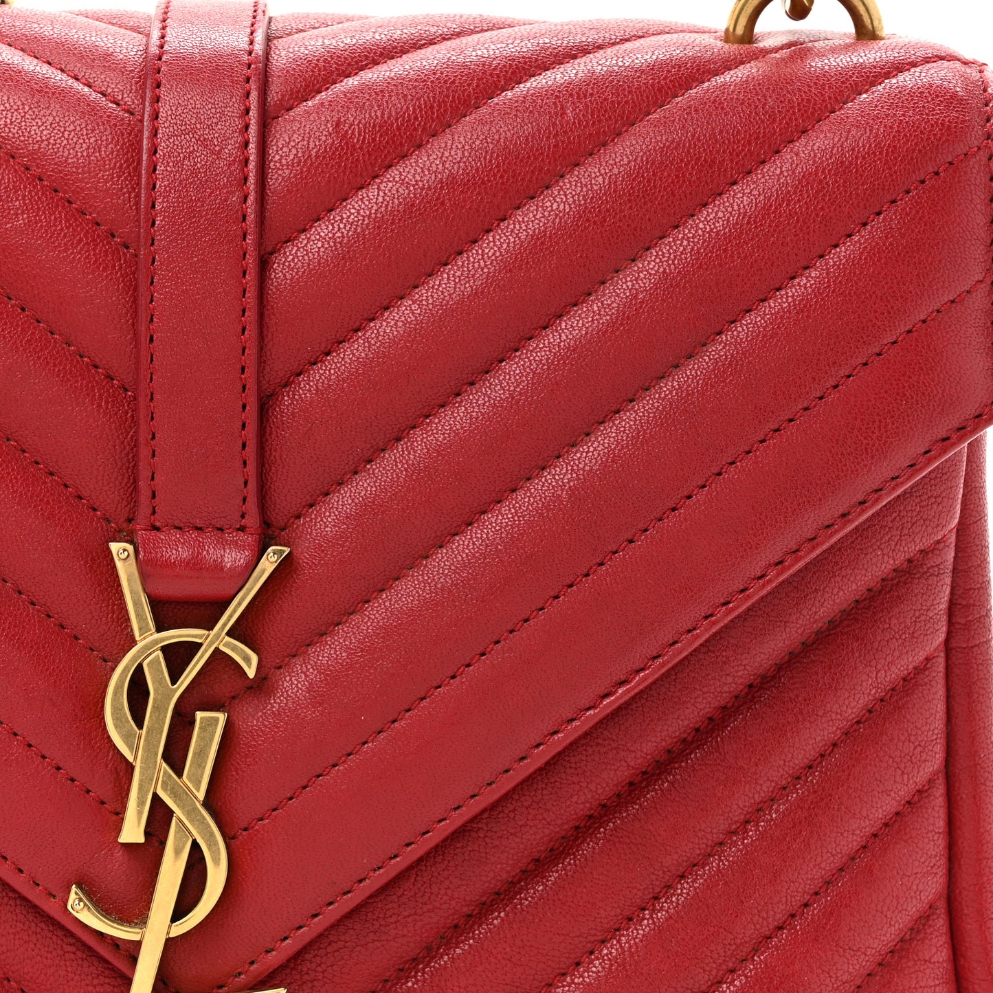 Sheepskin Matelasse Chevron Monogram Medium College Bag Rouge