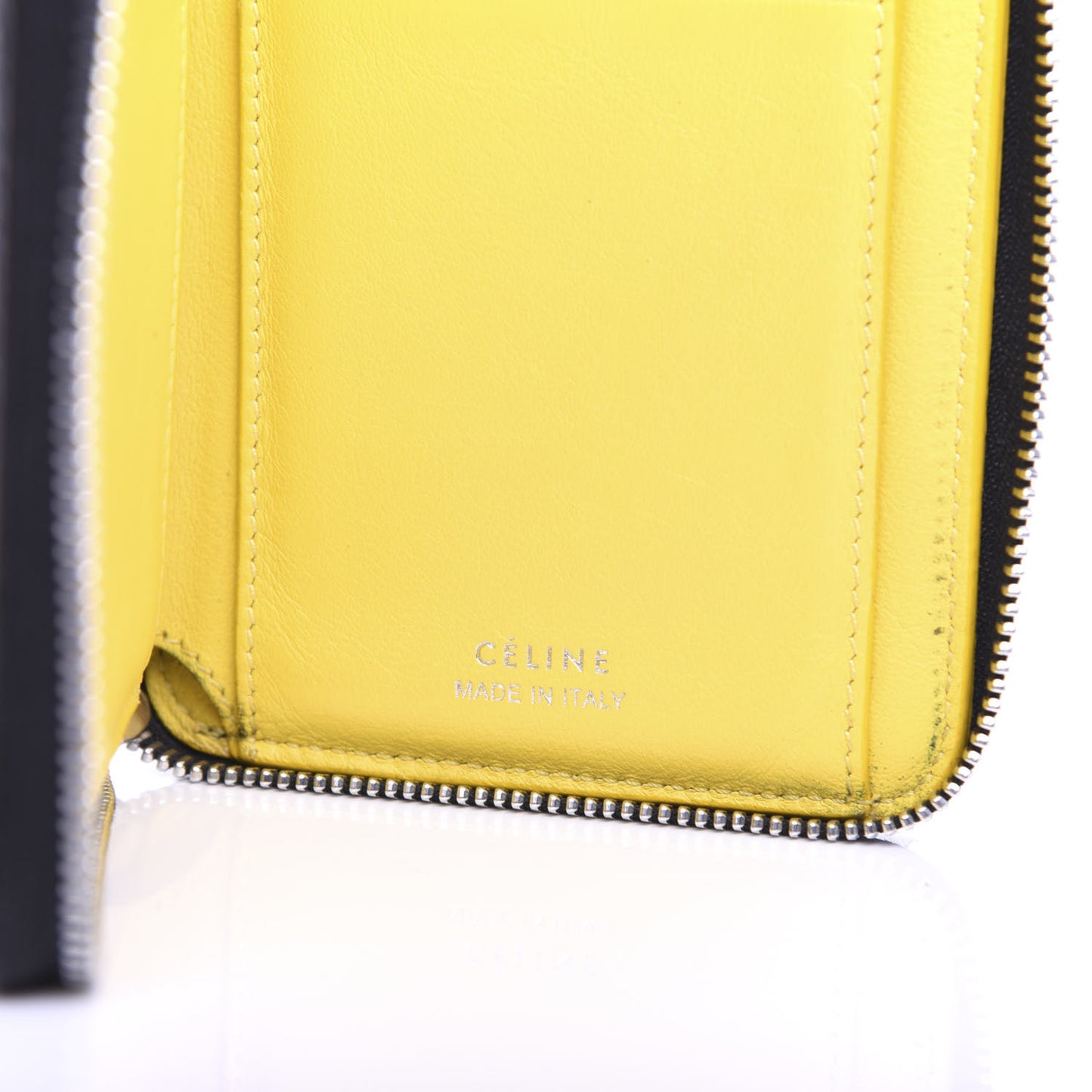 Drummed Calfskin Zip Around Multifunction Wallet Black Citron