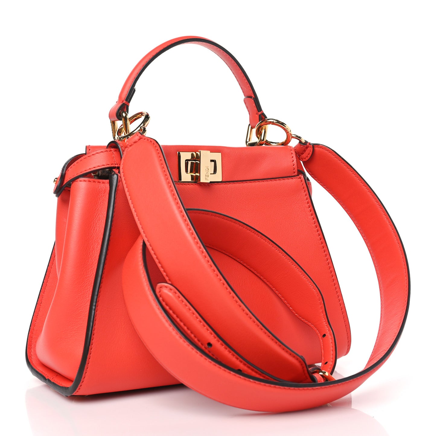 Vitello Seta Suede FF Mini Peekaboo Iconic Satchel Tulipano Miele Moro