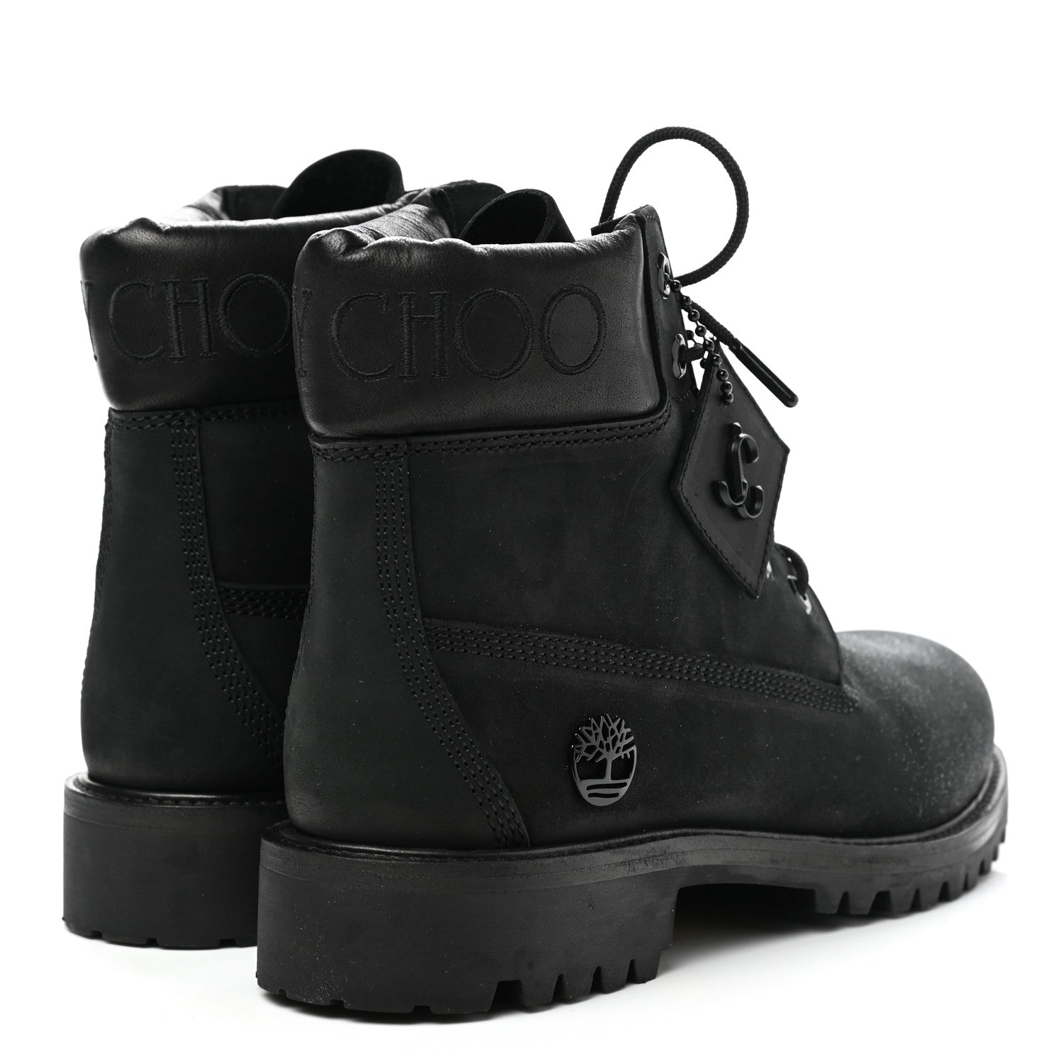 Jimmy Choo X TIMBERLAND Nubuck Glitter Womens Ankle Boots 39.5 Black Gunmetal 4 of 15