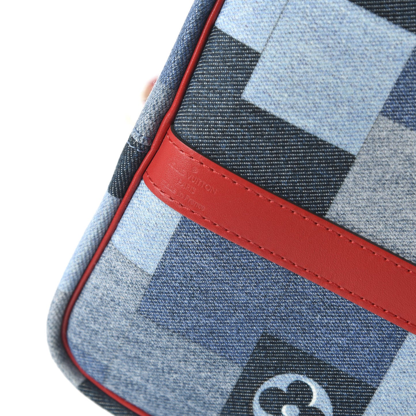 Denim Damier Monogram Patchwork Speedy Bandouliere 30 Blue Rouge
