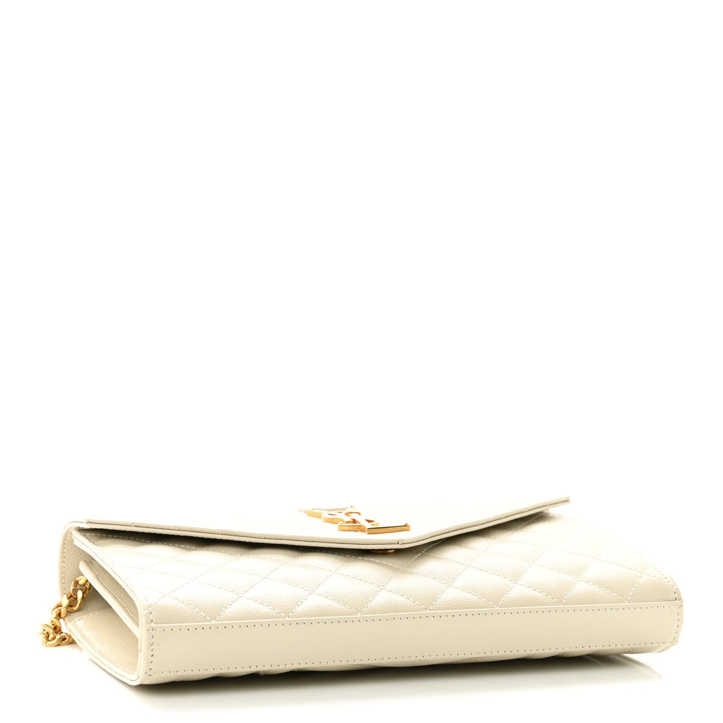 Grain De Poudre Mixed Matelasse Triquilt Monogram Chain Wallet Crema Soft