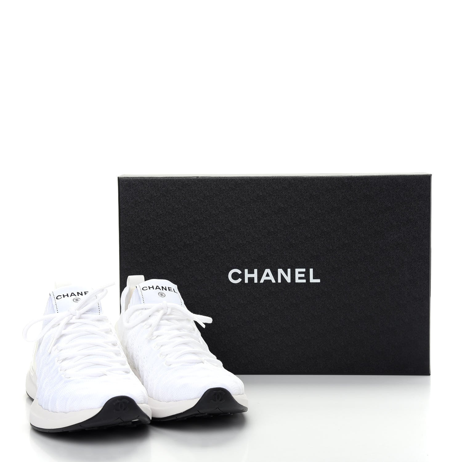 Chanel Fabric Logo Sneakers 38 White 10 of 10