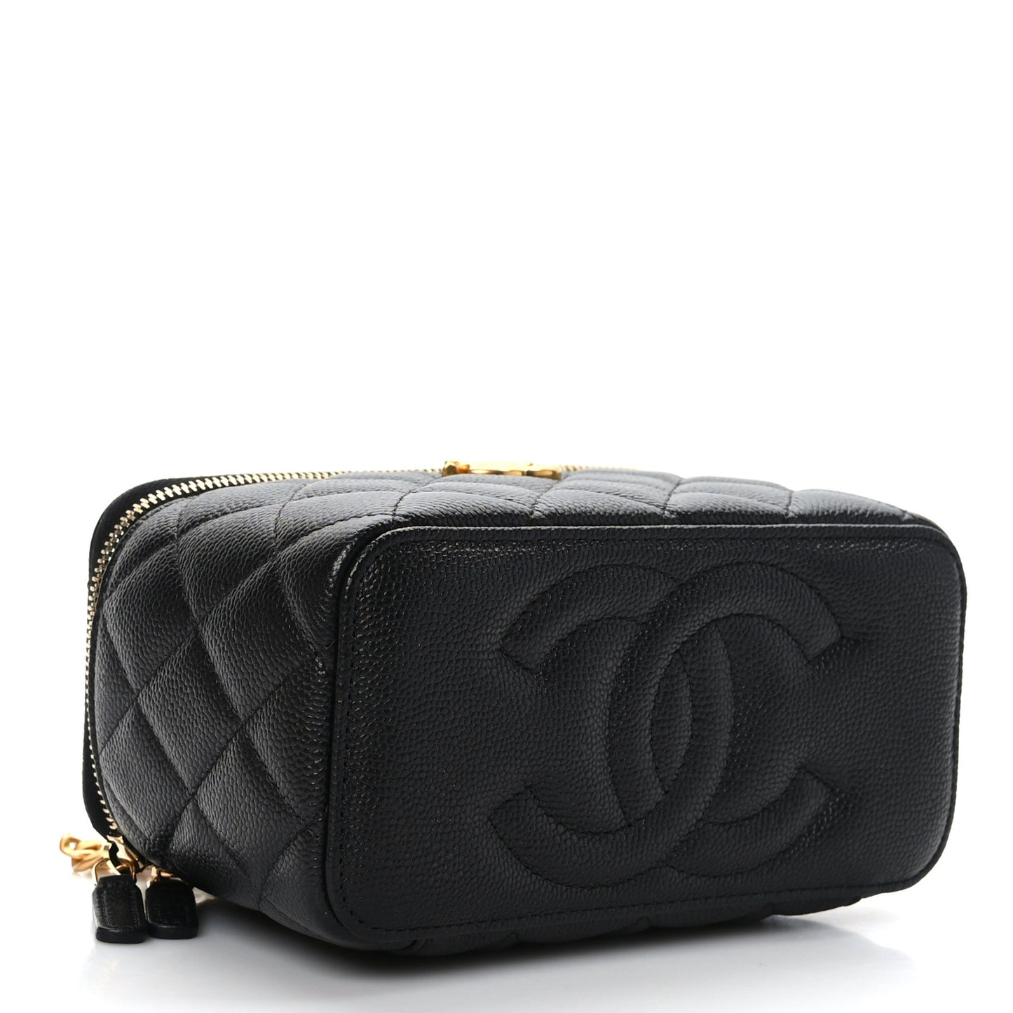 Caviar Quilted Sweetheart Vanity Case Black