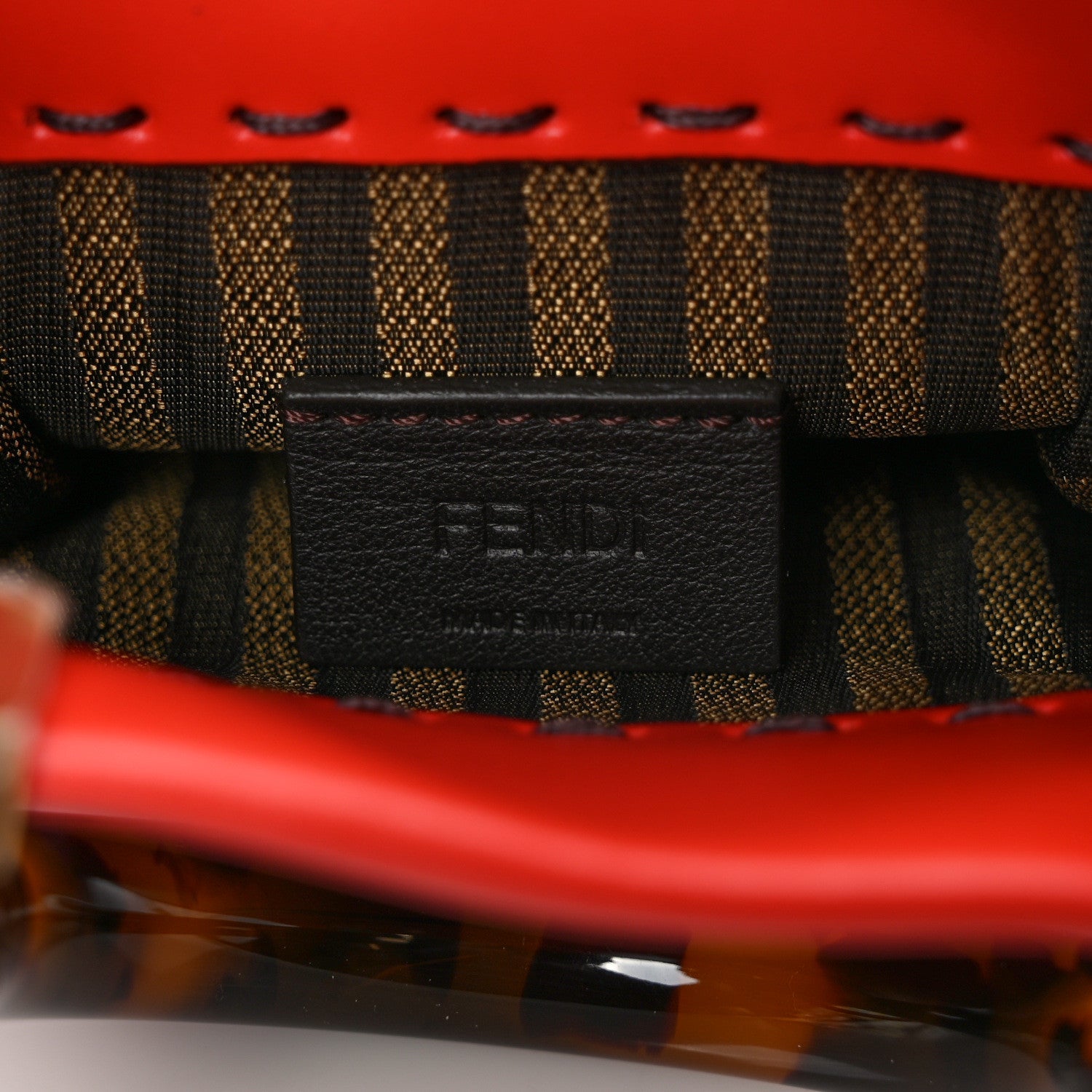 Fendi Vitello King Plexiglass Logo Embossed Mini Fendi Sunshine Shopper Tote Papavero 6 of 9