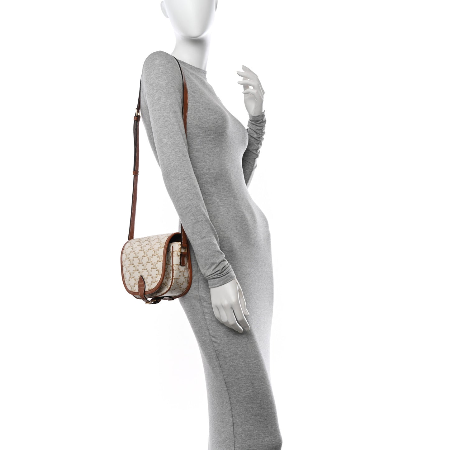 Triomphe Canvas Medium Folco Bag White