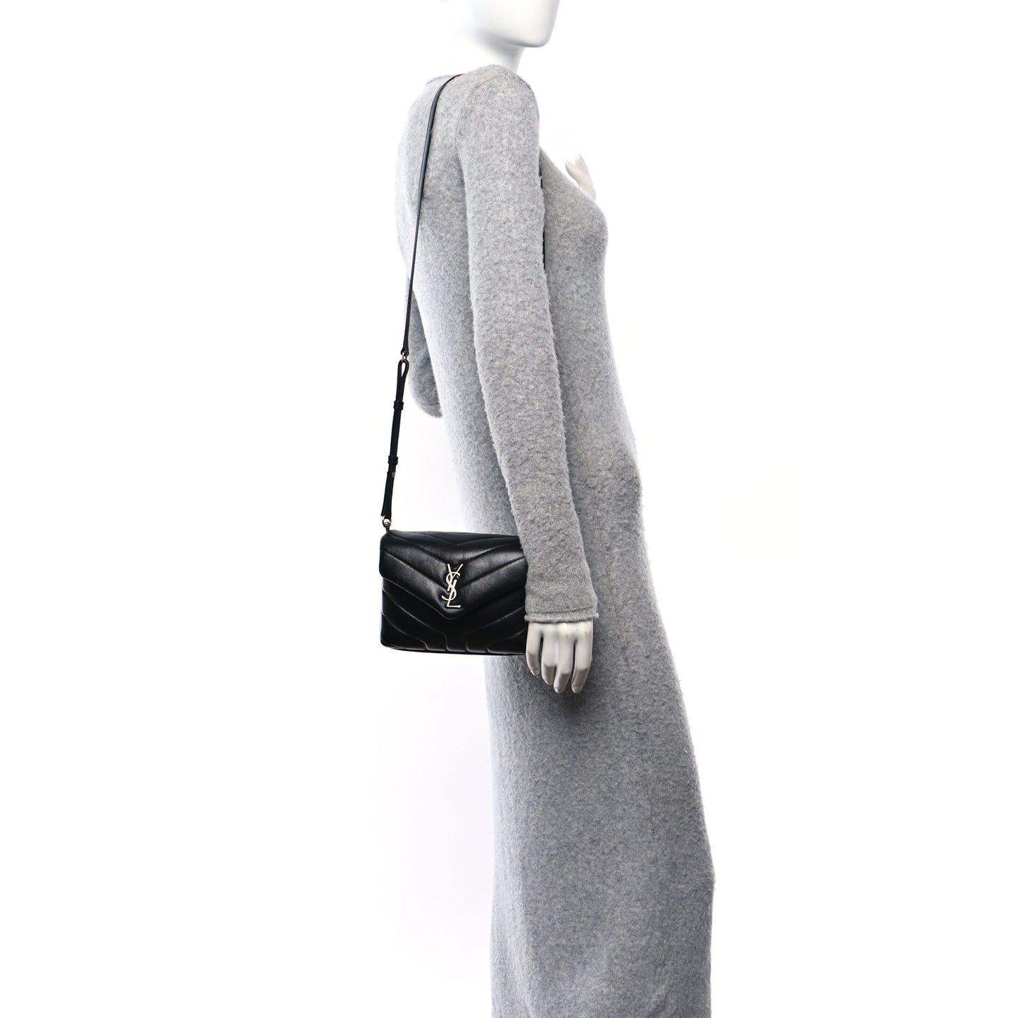 Calfskin Y Quilted Monogram Toy Loulou Crossbody Bag Black