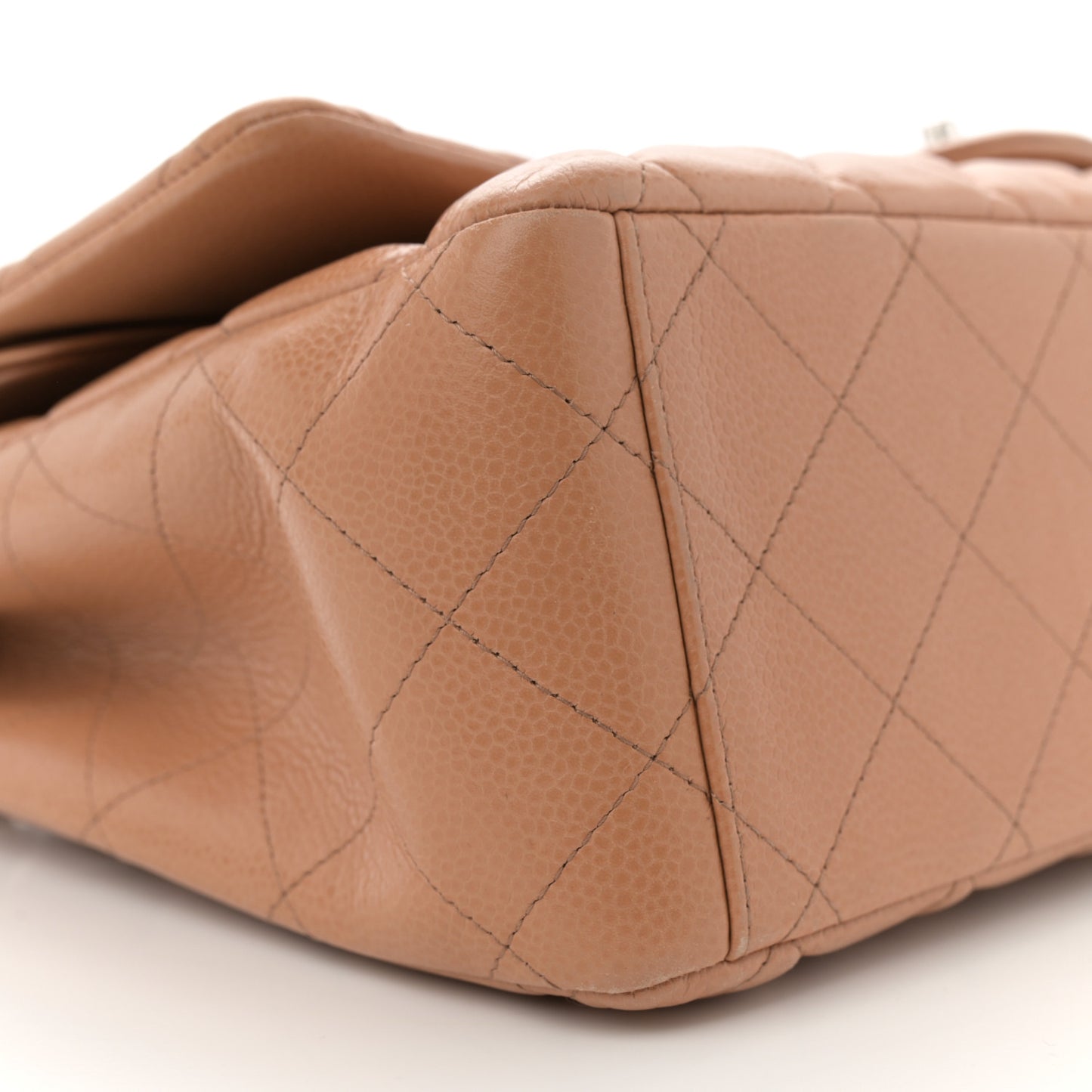 Caviar Quilted Maxi Double Flap Dark Beige