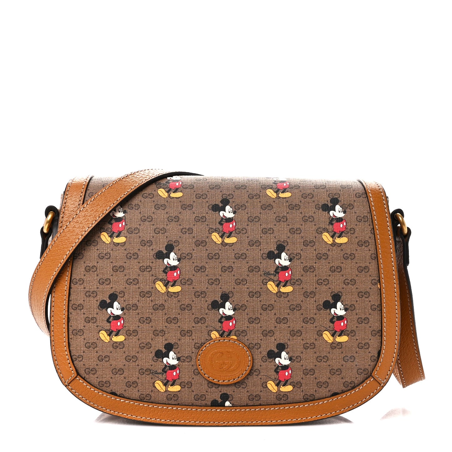 X DISNEY Mini Vintage GG Supreme Monogram Mickey Mouse Small Flap Messenger Bag Beige Vintage Sun Oil