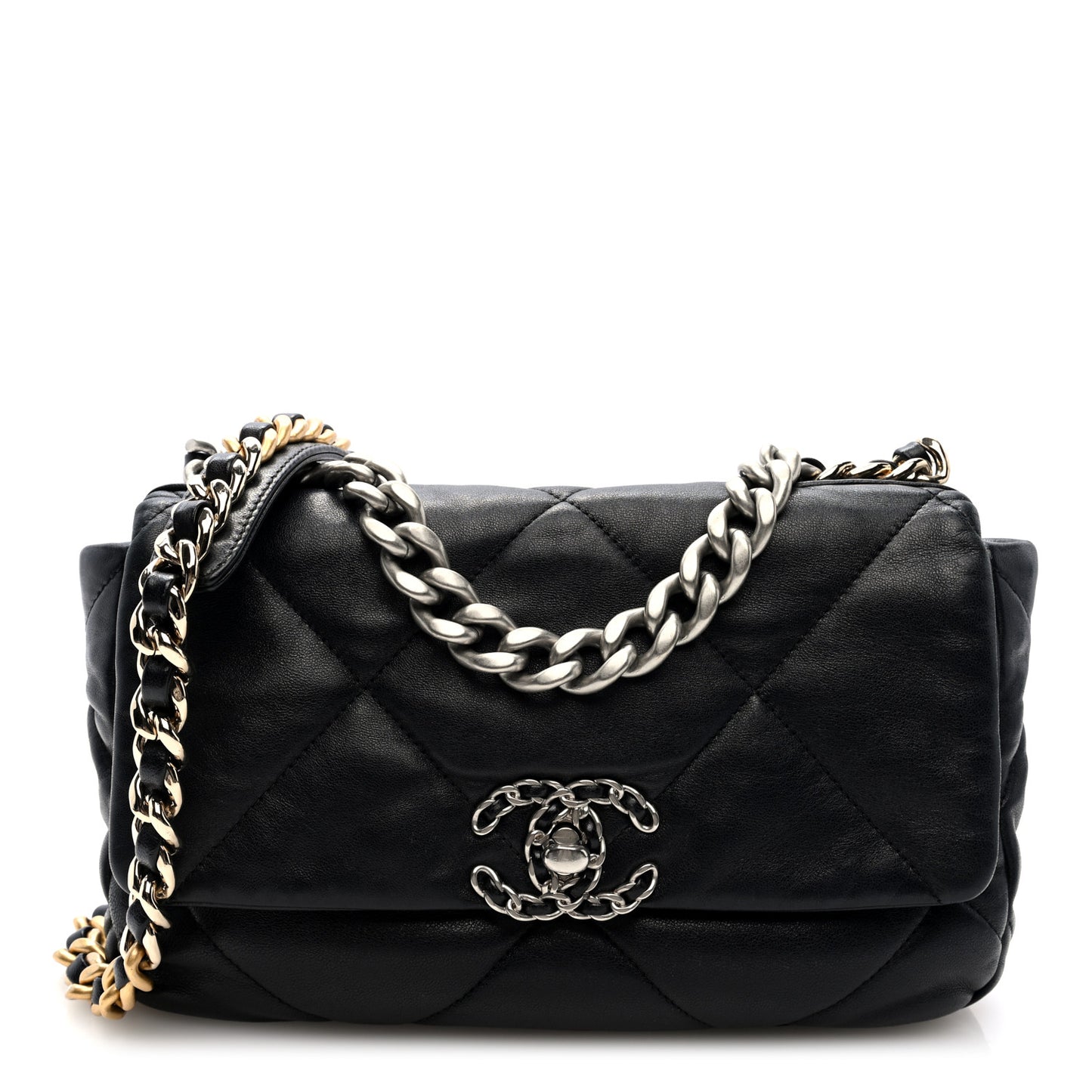 Lambskin Quilted Medium Chanel 19 Flap Black