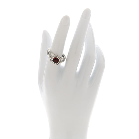 Sterling Silver Diamond Garnet 7mm Petite Albion Ring 54 6.75
