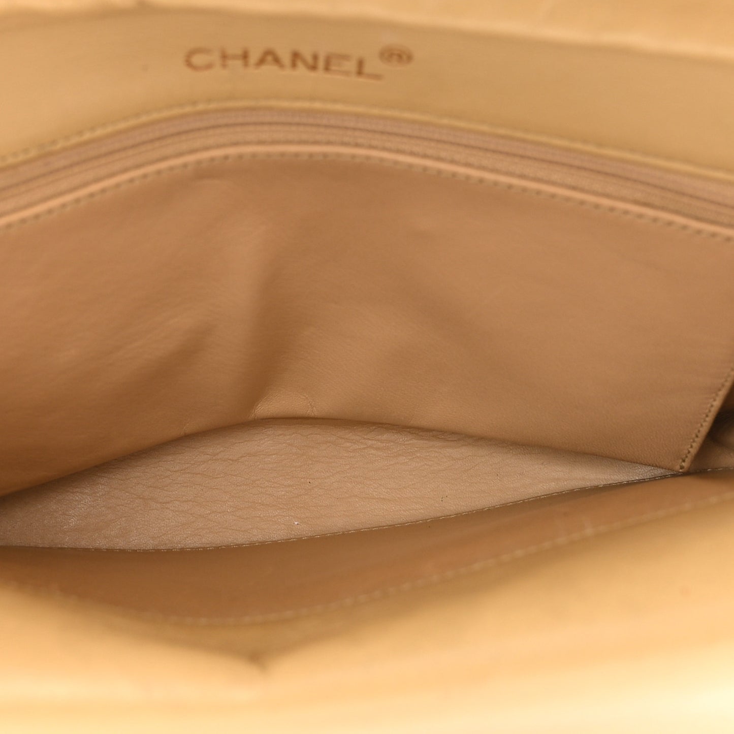 Lambskin Quilted Medium Single Flap Beige