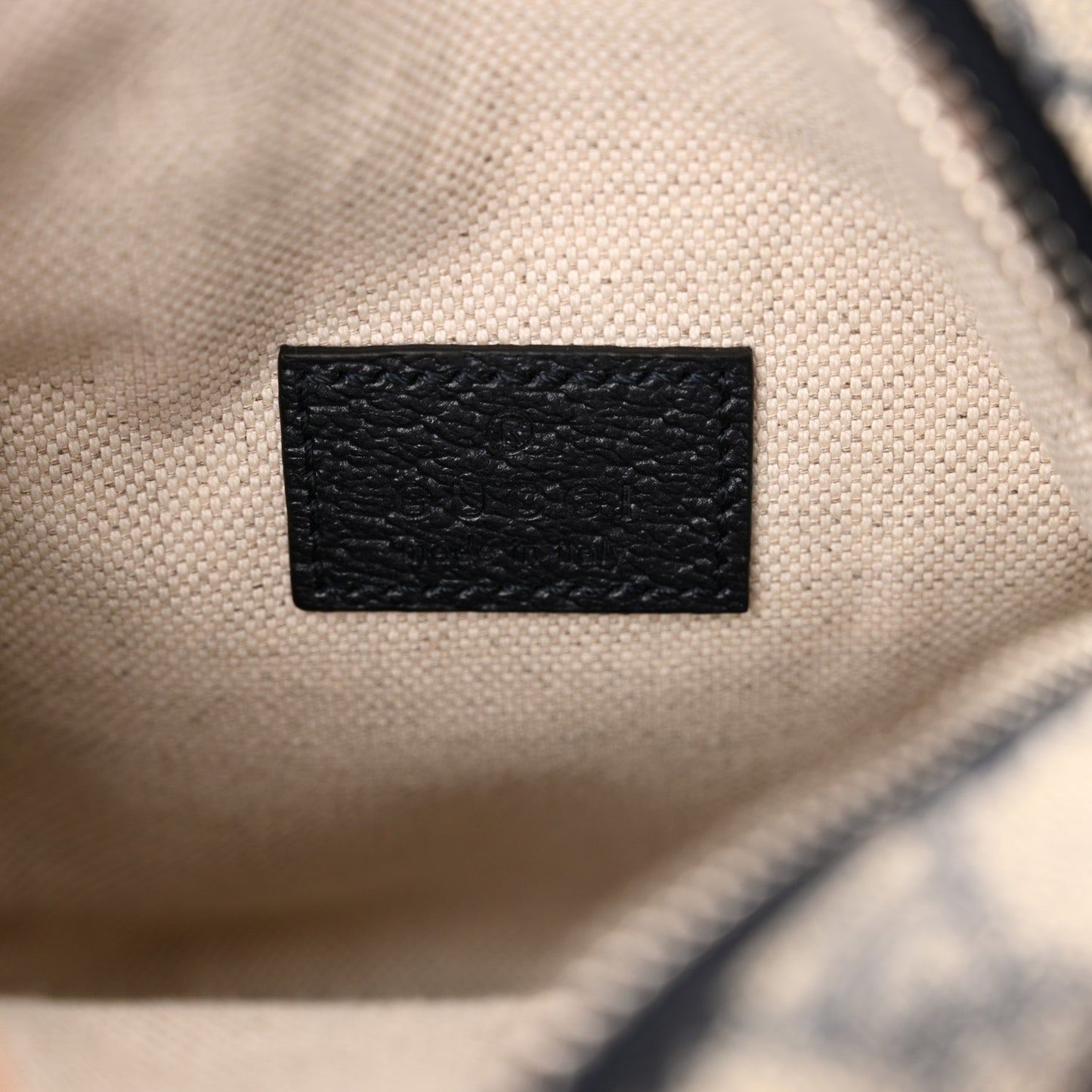 GG Supreme Monogram Textured Dollar Calfskin Web Mini Ophidia Double Zip Messenger Bag Beige Blue