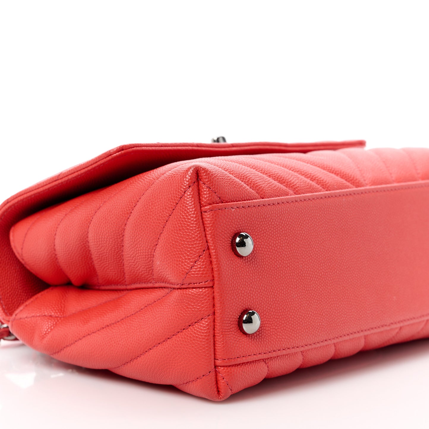Caviar Chevron Quilted Mini Coco Handle Flap Red