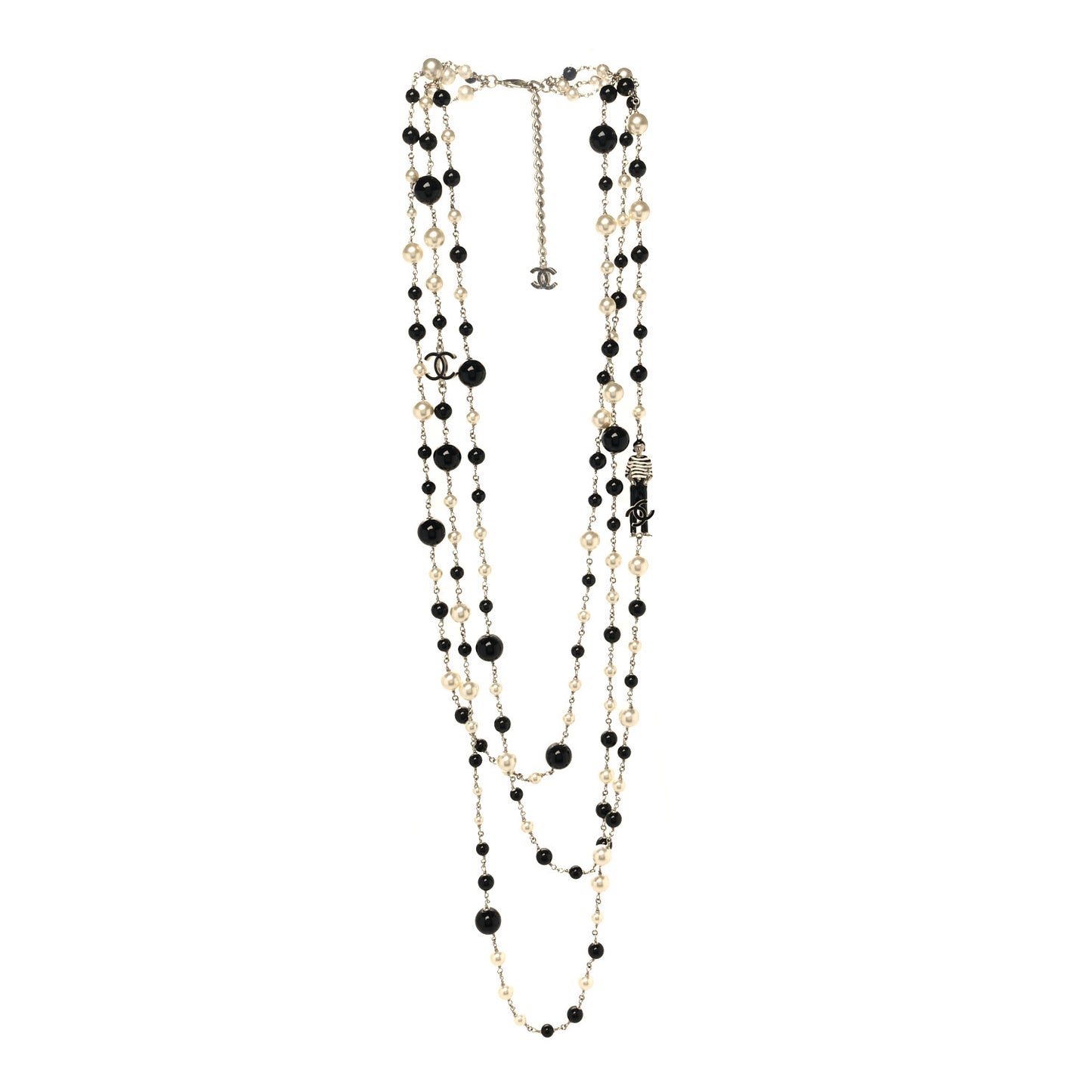 Pearl CC 100th Anniversary Coco Charm Necklace Black Beige Gold