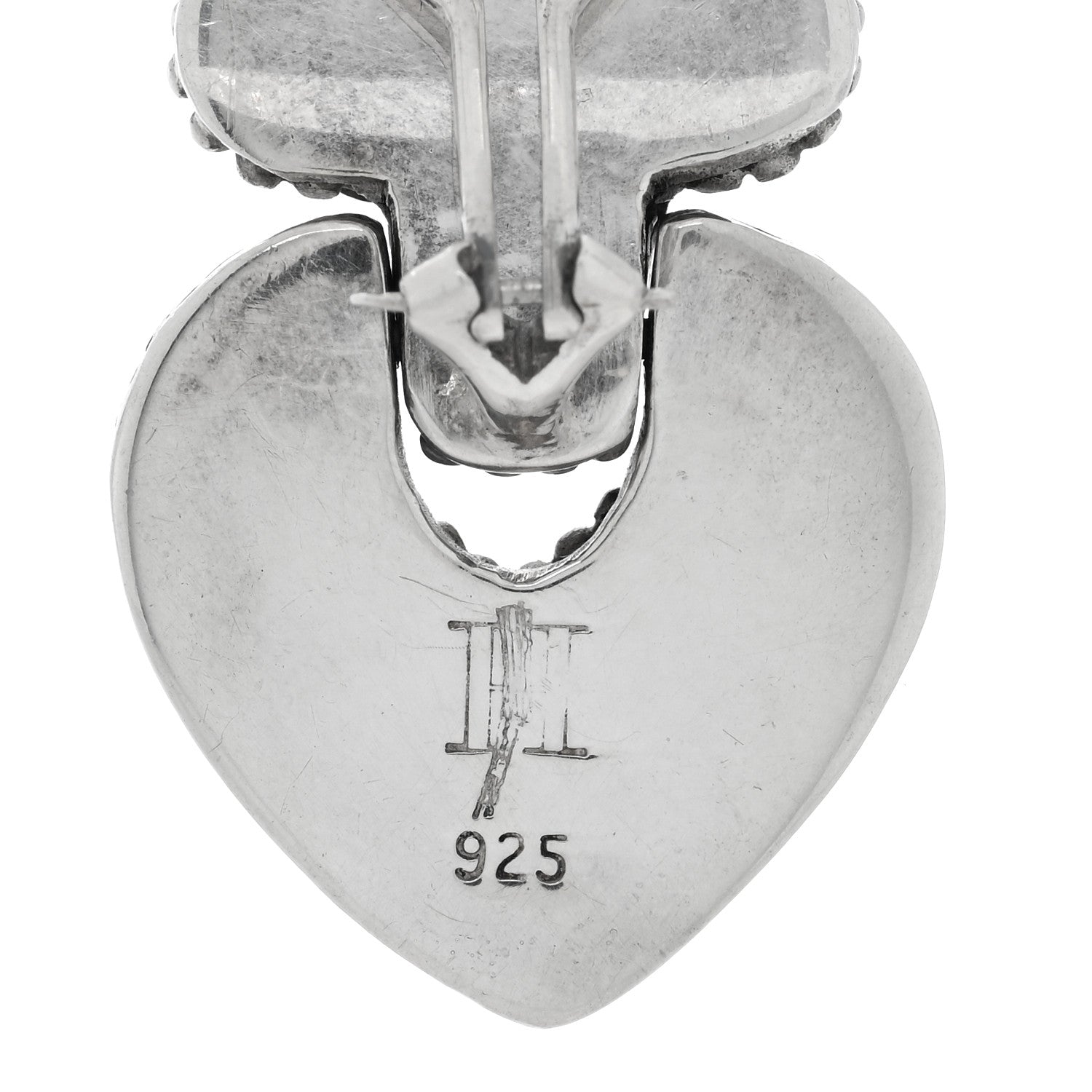 John Hardy Sterling Silver Dot Door Knocker Heart Drop Earrings 4 of 4